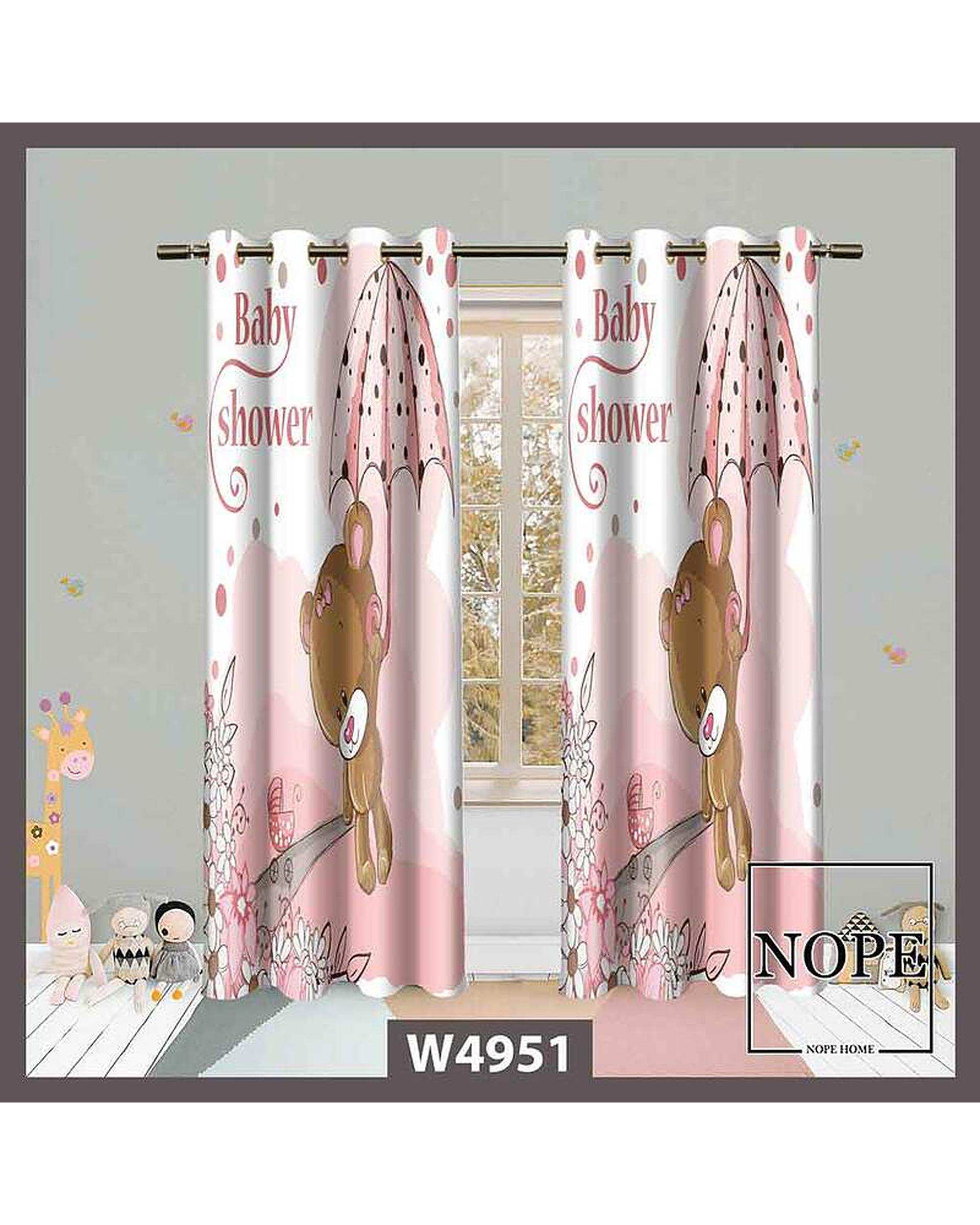 پرده کودک مخمل نوپه هوم Nopehome مدل پانچی طرح خرسی کد W4951