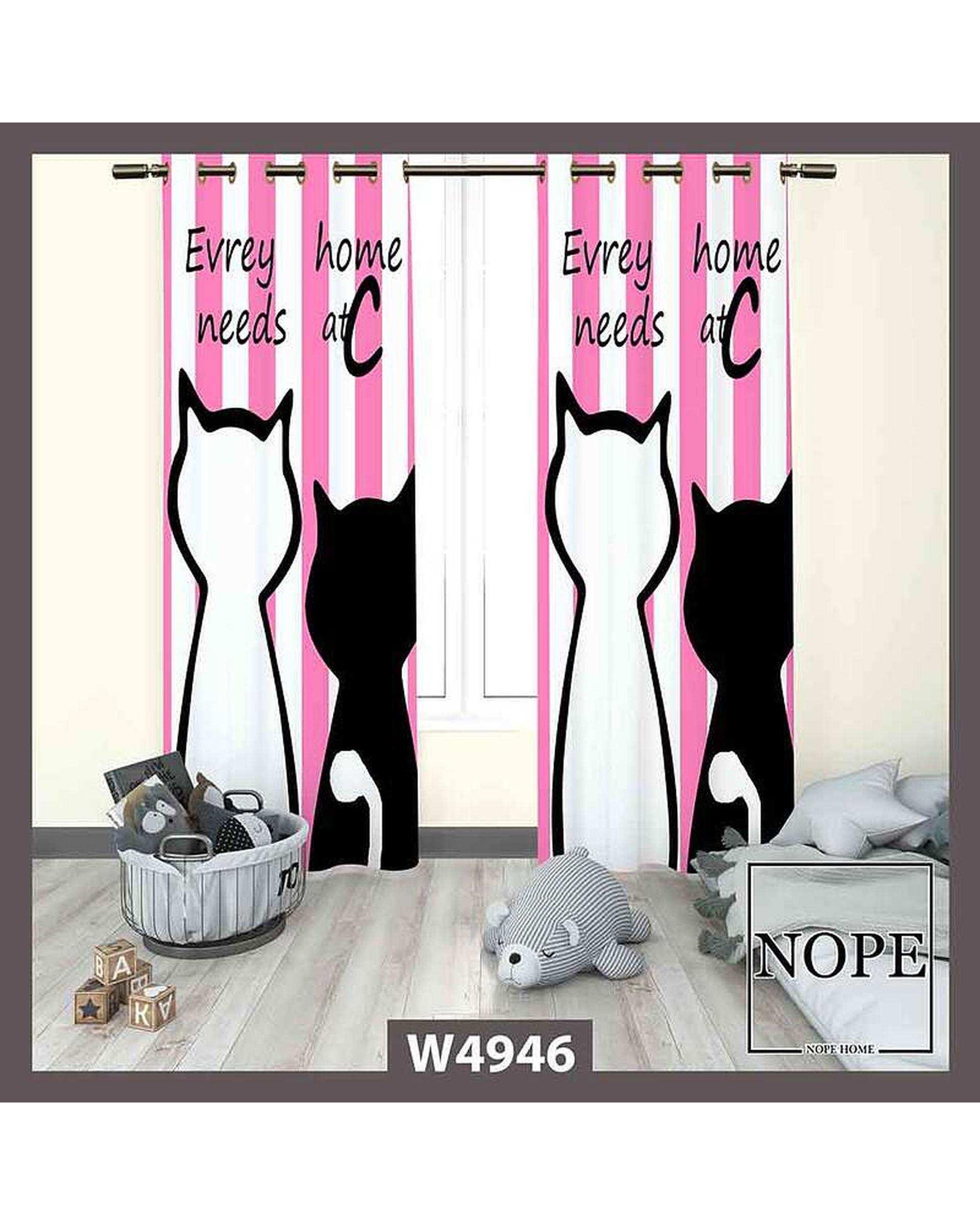 پرده کودک مخمل نوپه هوم Nopehome مدل پانچی طرح گربه کد W4946