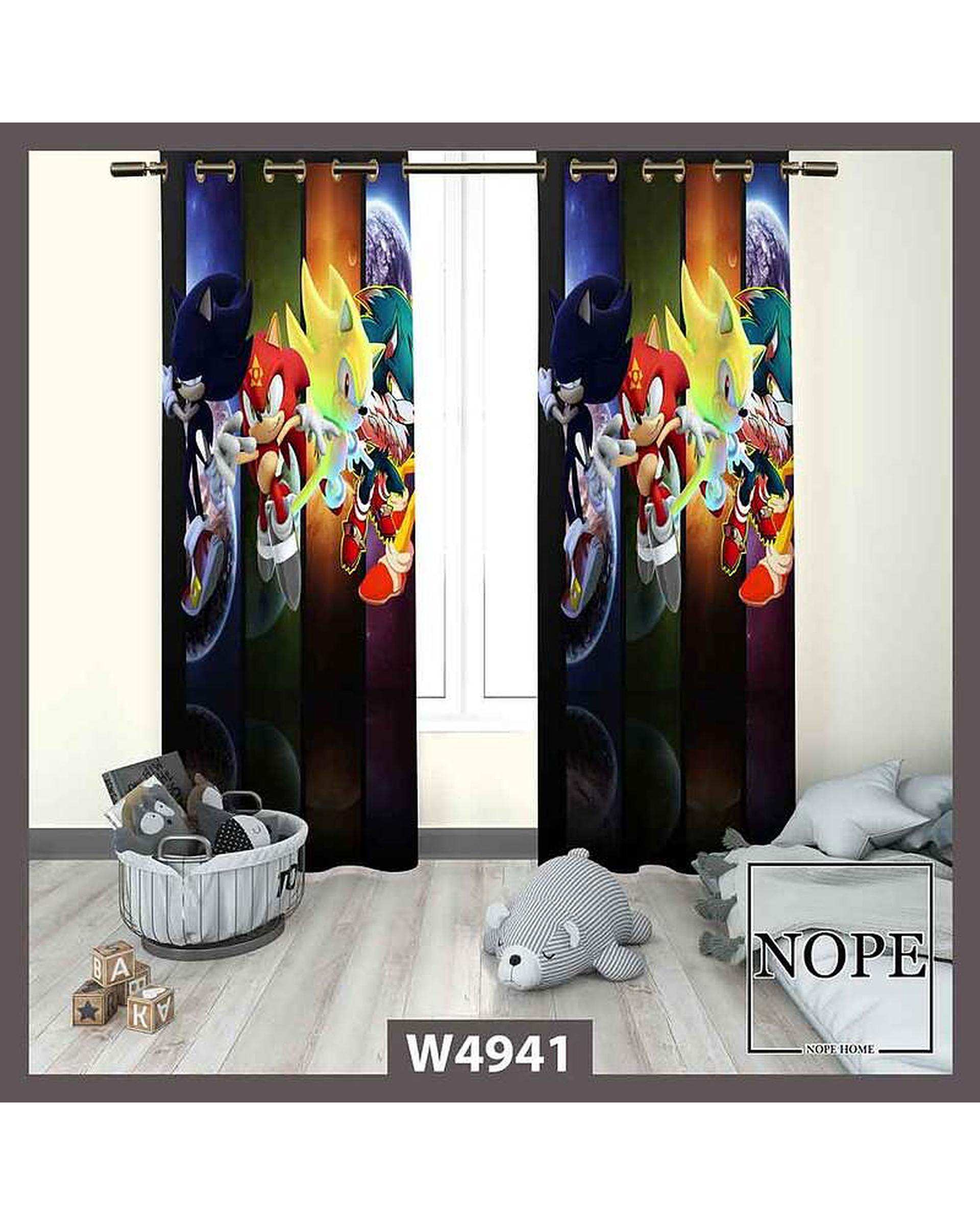 پرده کودک مخمل نوپه هوم Nopehome مدل پانچی طرح سونیک کد W4941