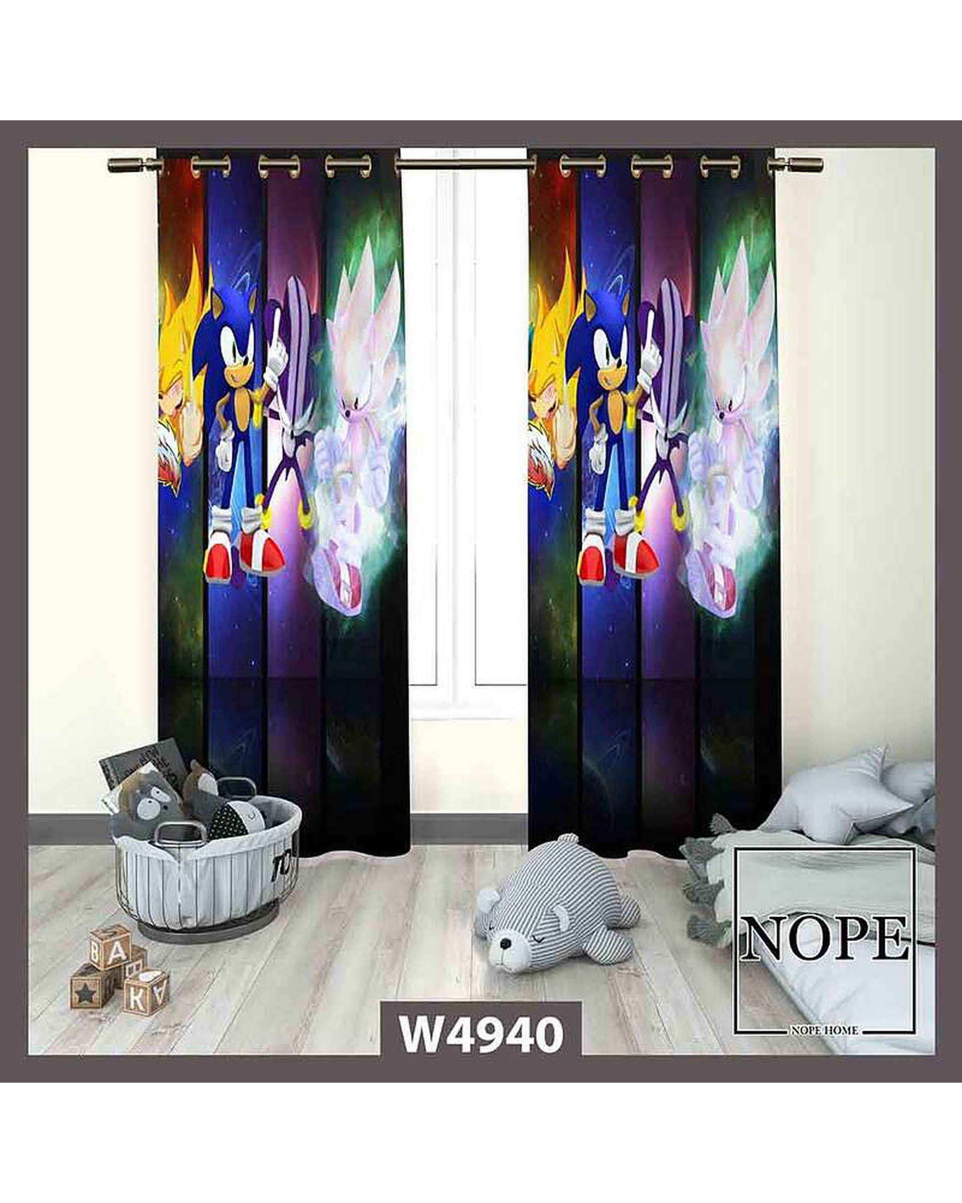 پرده کودک مخمل نوپه هوم Nopehome مدل پانچی طرح سونیک کد W4940