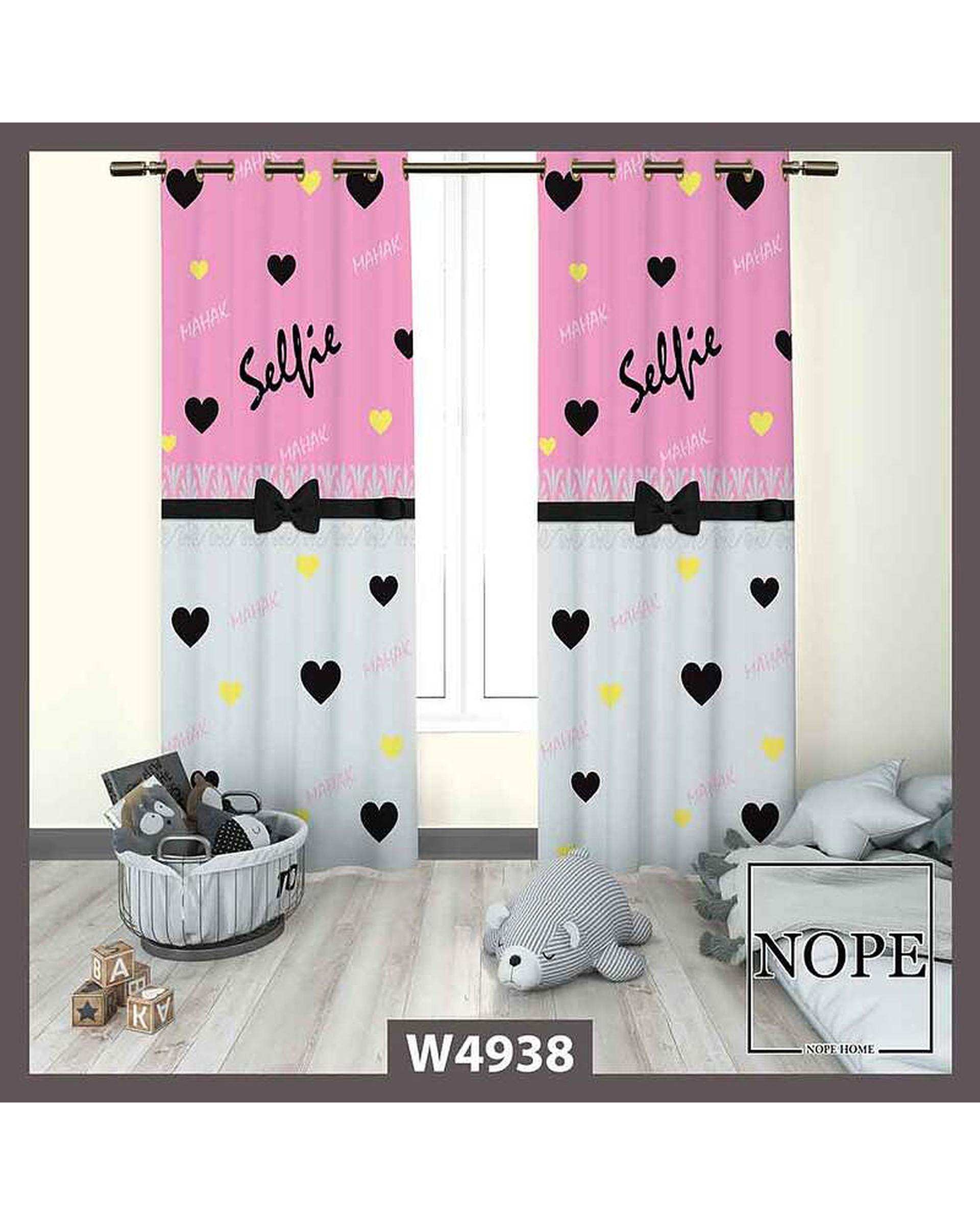 پرده کودک مخمل نوپه هوم Nopehome مدل پانچی طرح قلبی کد W4938