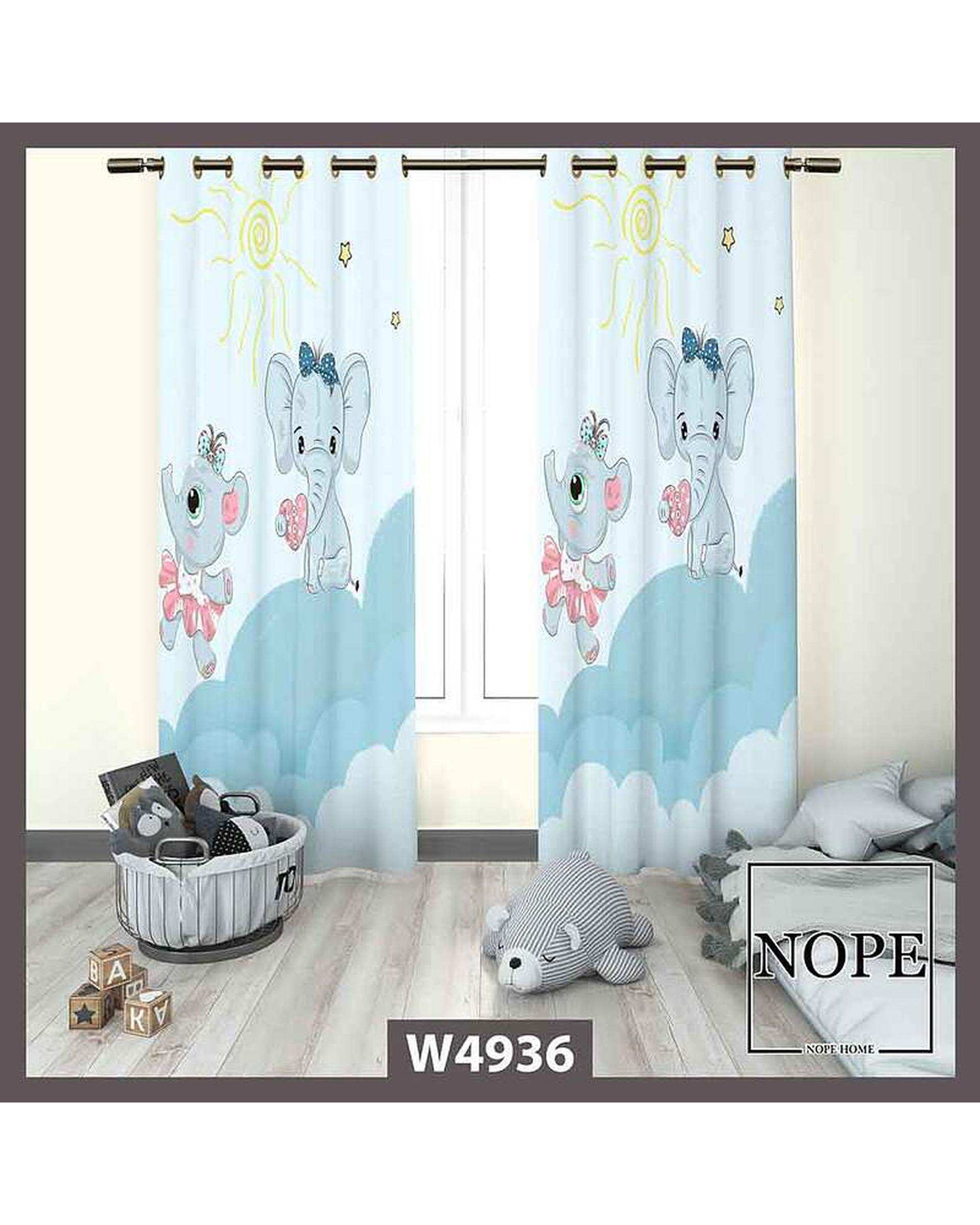 پرده کودک مخمل نوپه هوم Nopehome مدل پانچی طرح فیل کد W4936