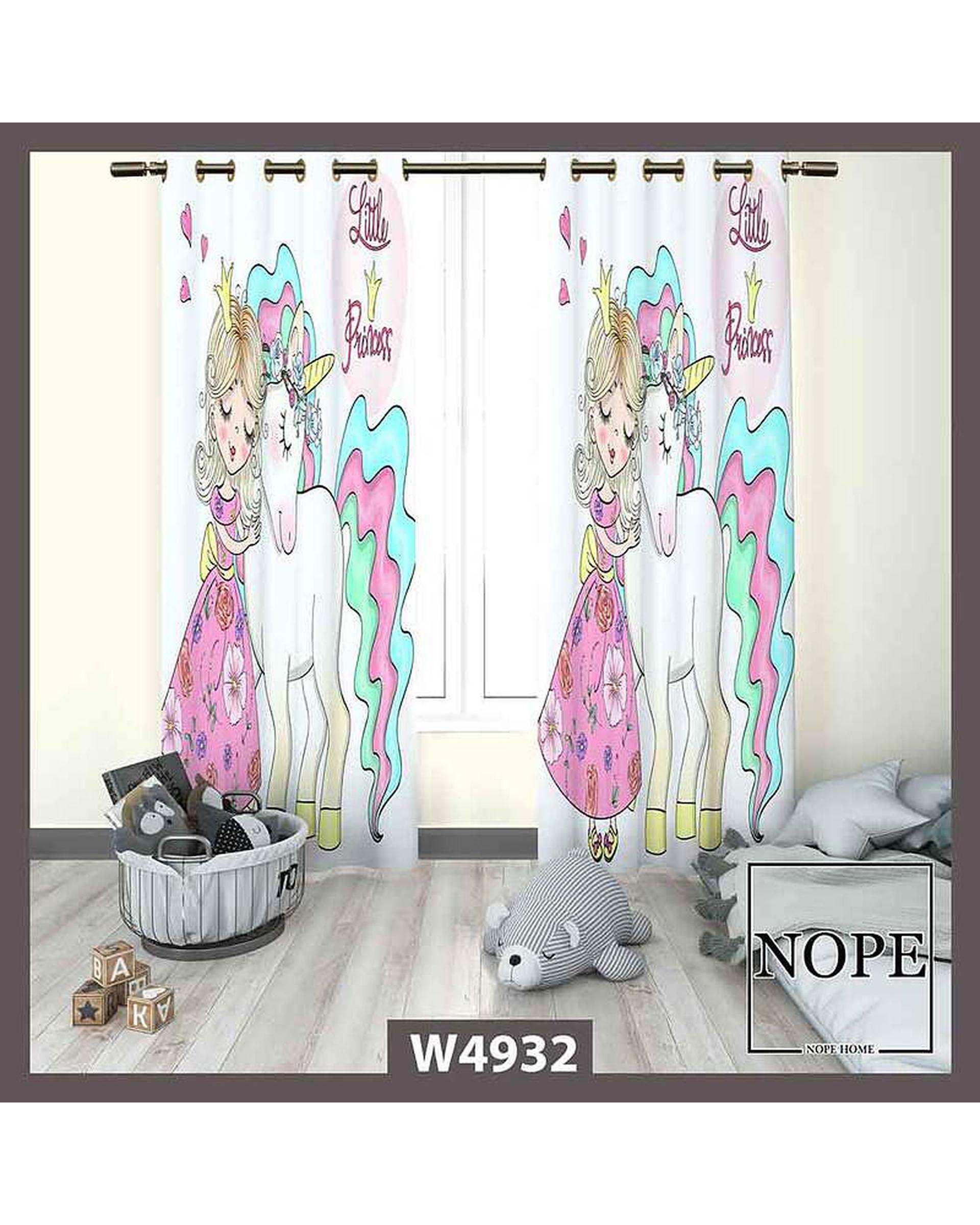 پرده کودک مخمل نوپه هوم Nopehome مدل پانچی طرح اسب تکشاخ کد W4932