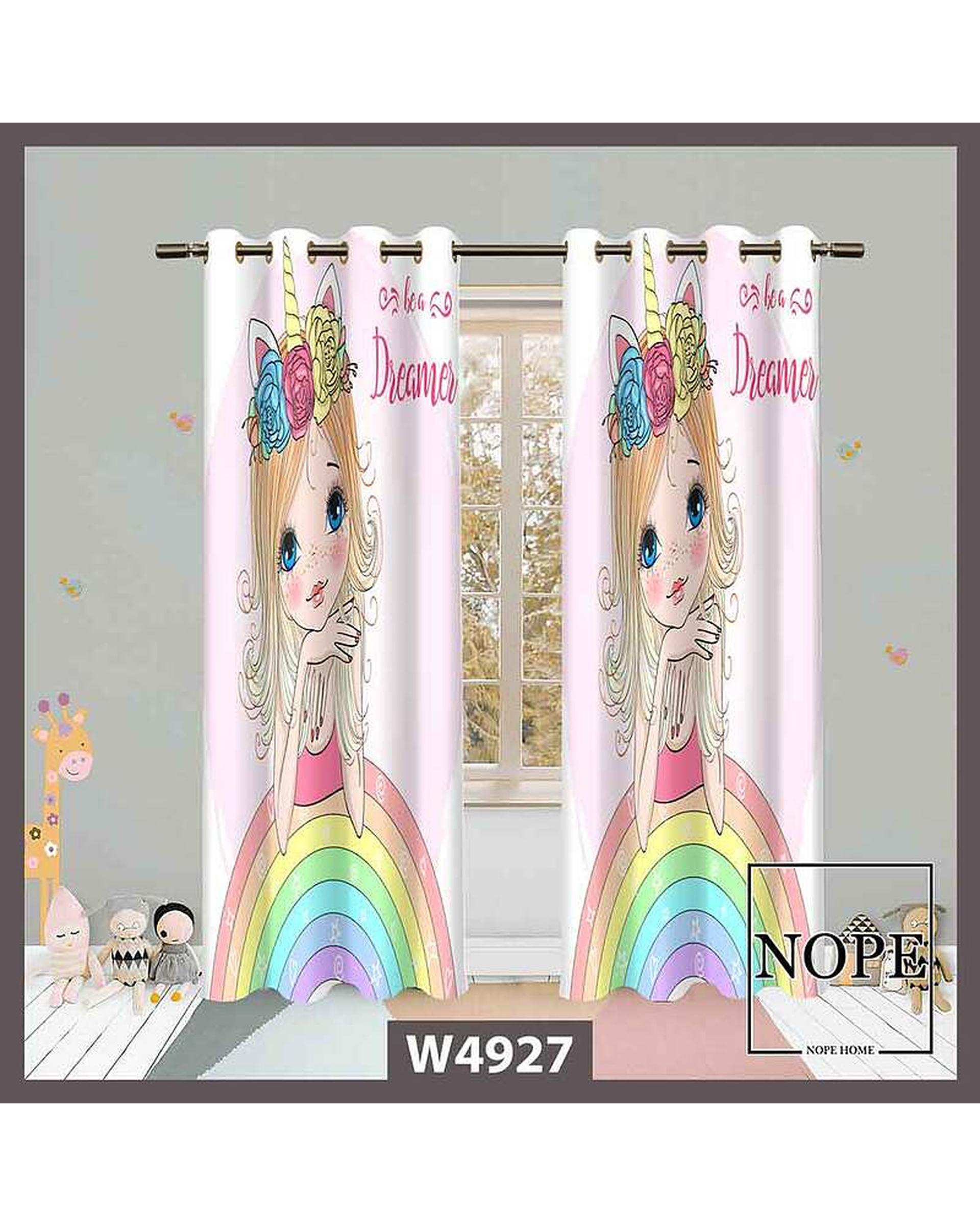 پرده کودک مخمل نوپه هوم Nopehome مدل پانچی طرح دختر کد W4927