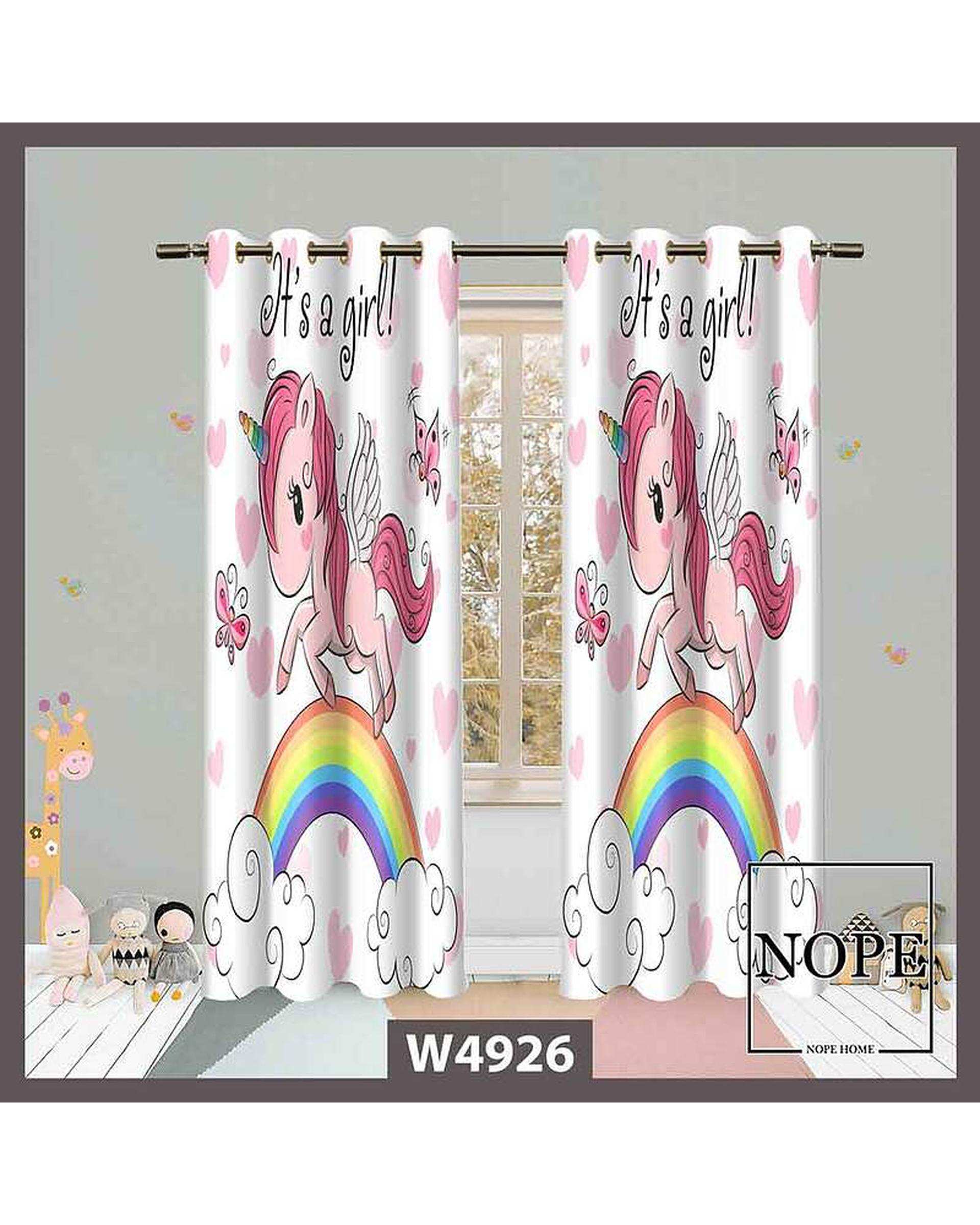 پرده کودک مخمل نوپه هوم Nopehome مدل پانچی طرح اسب تکشاخ کد W4926