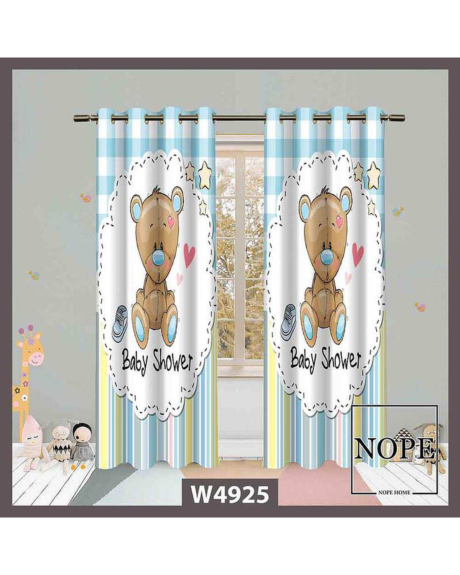 پرده کودک مخمل نوپه هوم Nopehome مدل پانچی طرح خرس کد W4925