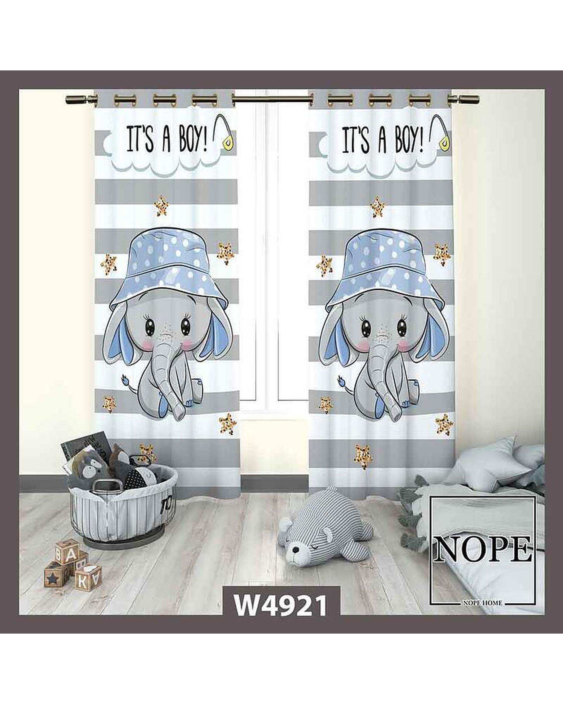 پرده کودک مخمل نوپه هوم Nopehome مدل پانچی طرح فیل کد W4921