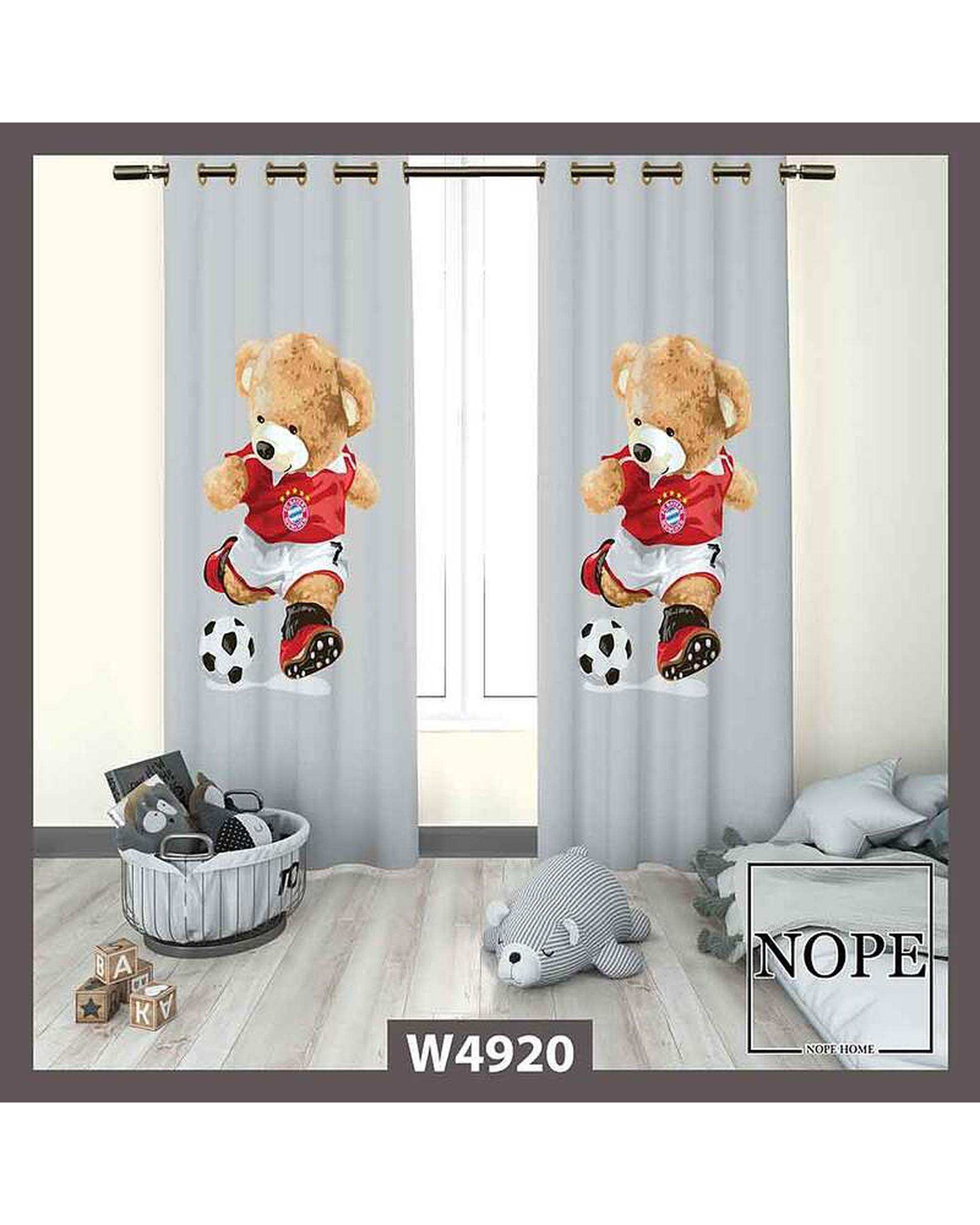 پرده کودک مخمل نوپه هوم Nopehome مدل پانچی طرح خرس کد W4920