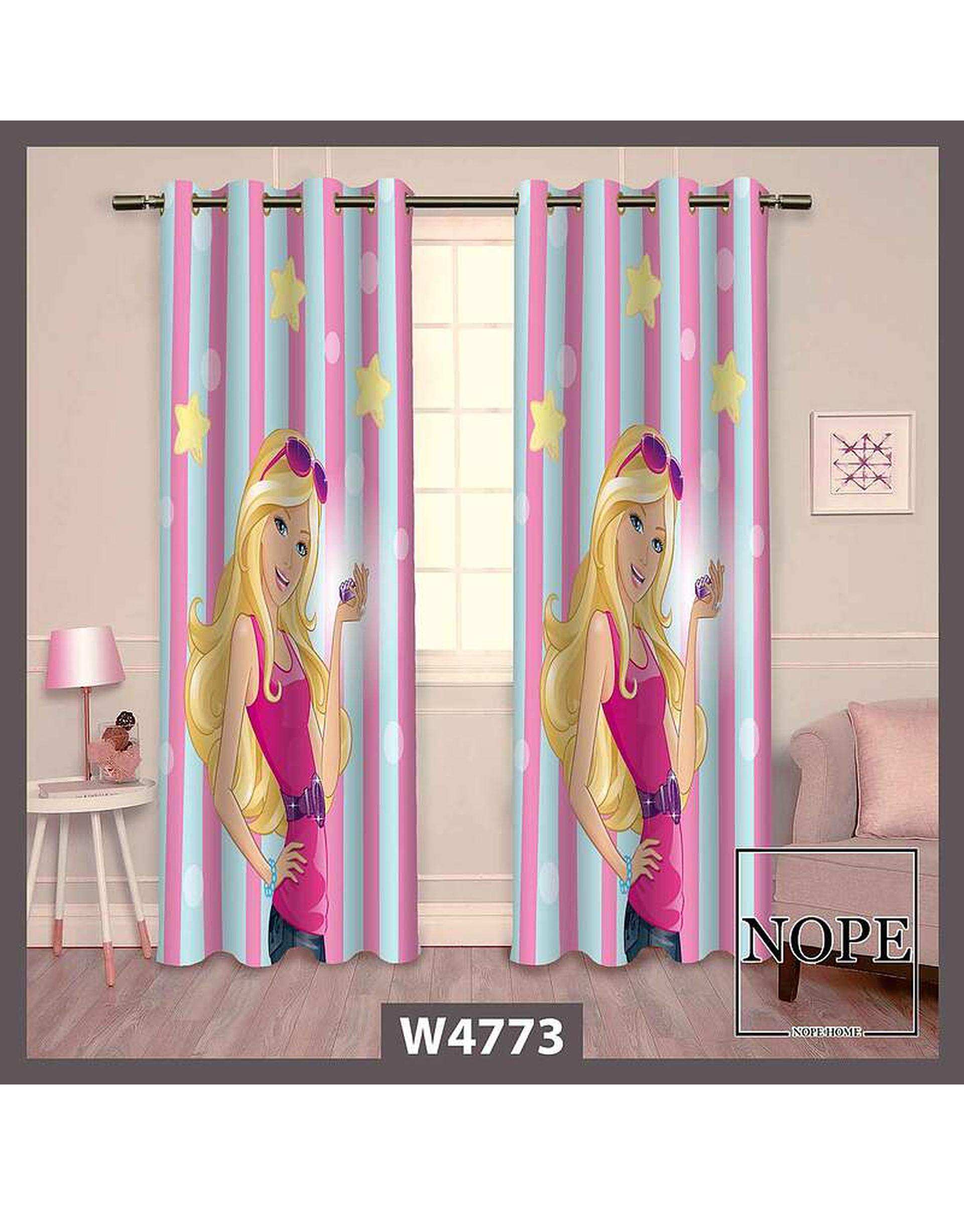 پرده کودک مخمل نوپه هوم Nopehome مدل پانچی طرح دختر کد W4773