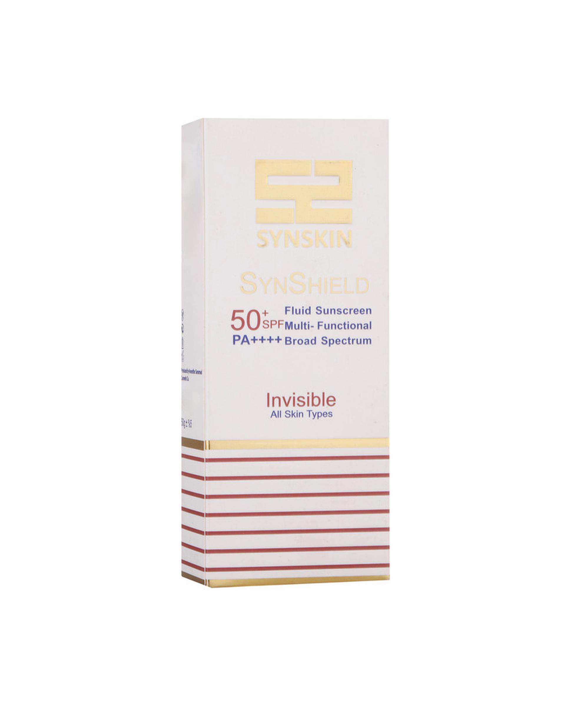 فلوئید ضد آفتاب بی رنگ SPF50 ساین اسکین Synskin مدل ساین شیلد SynShield