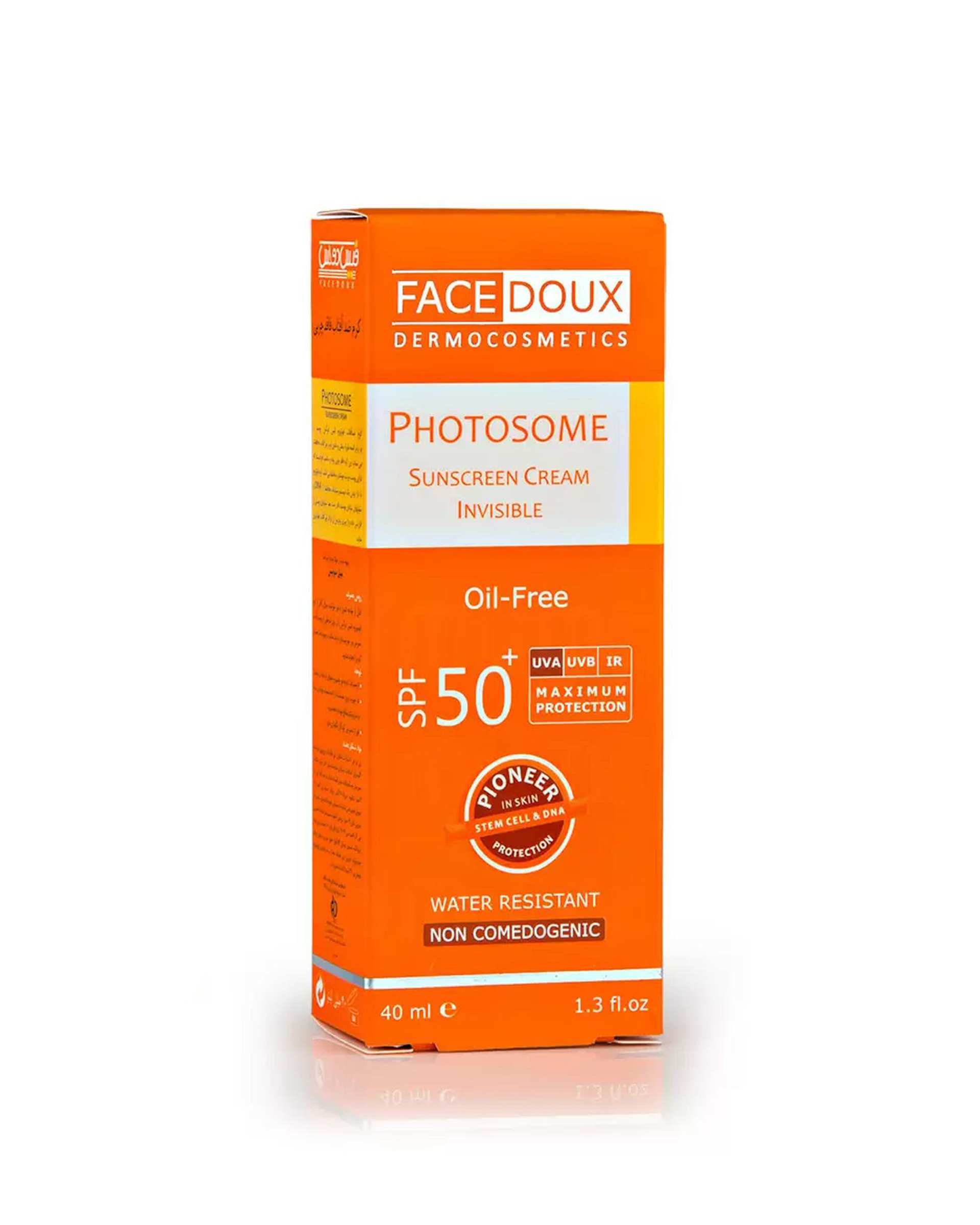 کرم ضد آفتاب بی رنگ SPF۵۰ فوتوزوم Photosome فیس دوکس Facedoux حجم ۴۰ml