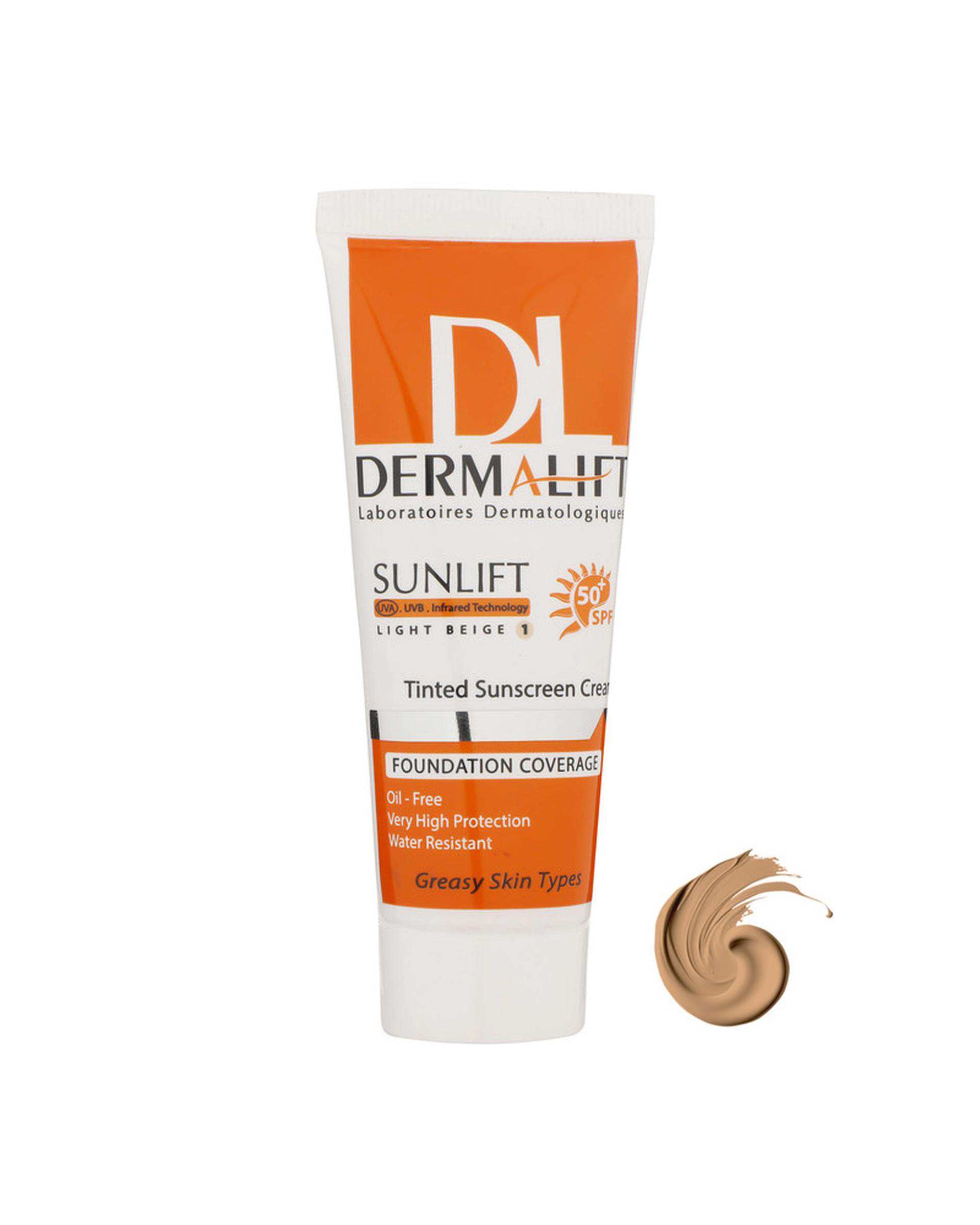 کرم ضد آفتاب رنگی فاقد چربی SPF 50 سان لیفت درمالیفت Dermalift حجم ۴۰ml