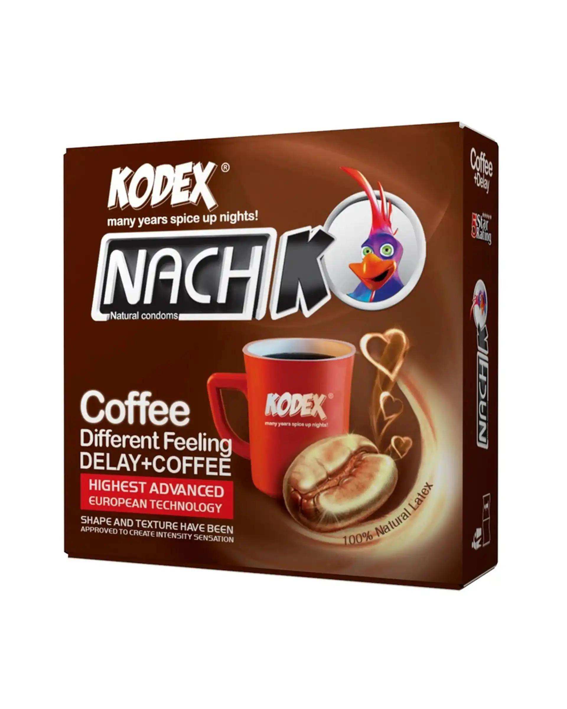 کاندوم تاخیری کدکس Kodex مدل Coffee حاوی کافئین بسته 3 عددی