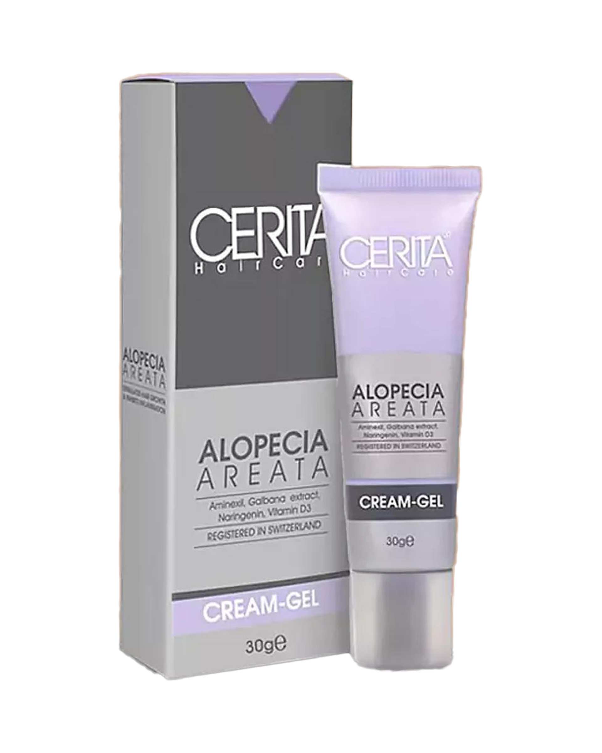 کرم ژل ضد ریزش سکه ای مو سریتا Cerita مدل آلوپسی آره آتا Alopecia Areata وزن 30 گرم