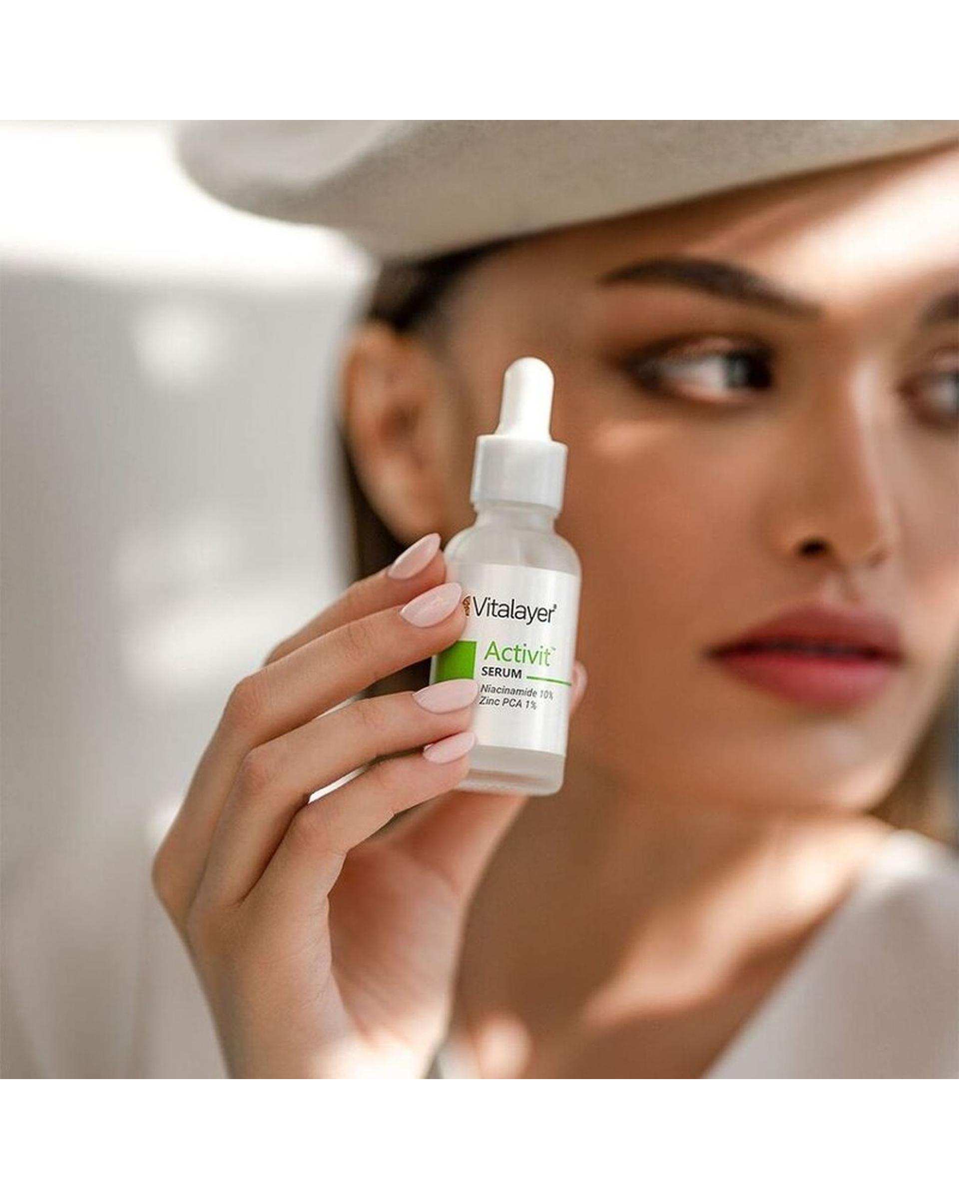 سرم صورت ویتالیر Vitalayer مدل اکتی ویت Activit حاوی نیاسینامید و زینک PCA حجم 30ml