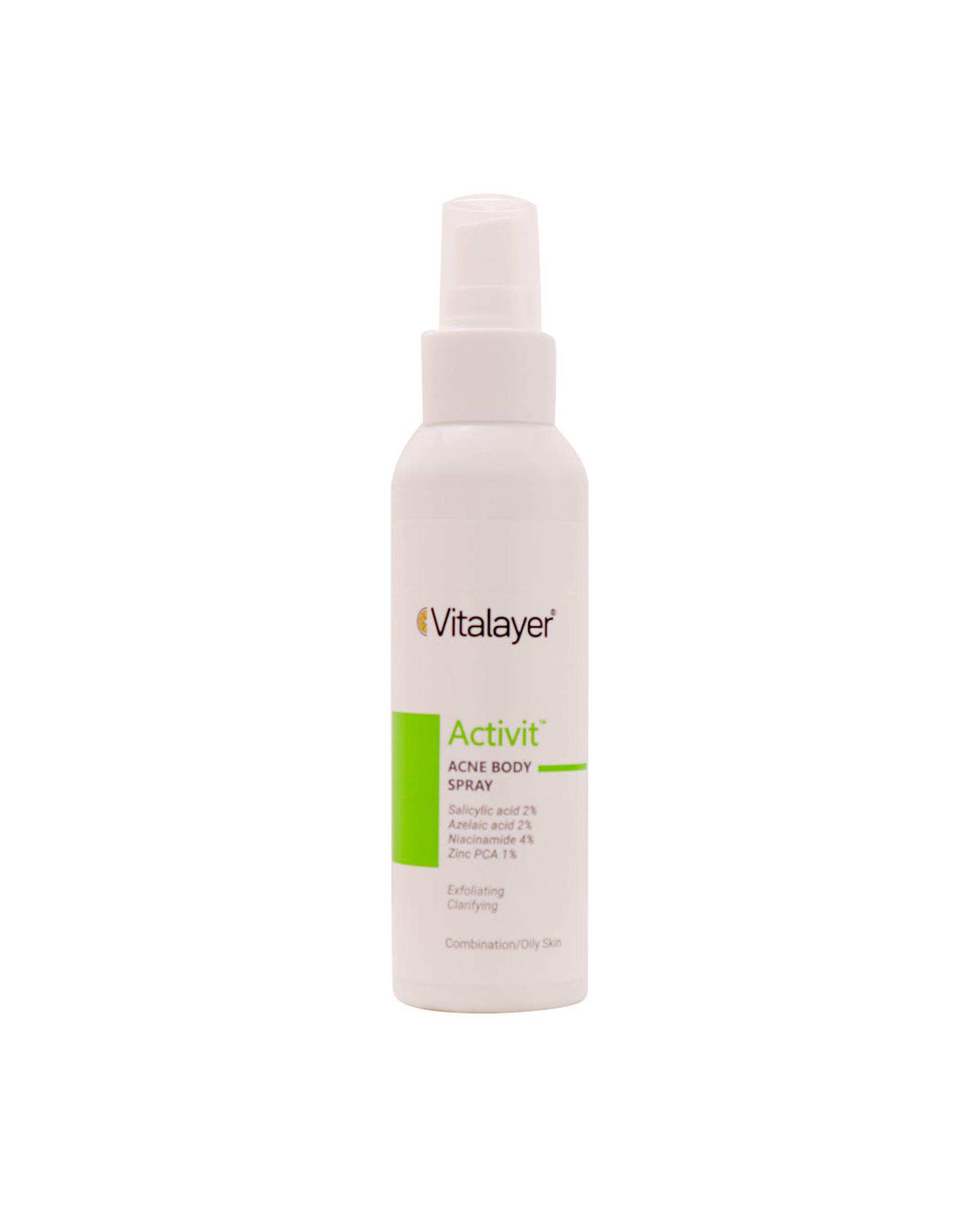 اسپری ضد جوش و لایه بردار بدن ویتالیر Vitalayer مدل اکتی ویت Activit Exfoliating & Anti Acne حجم 120ml