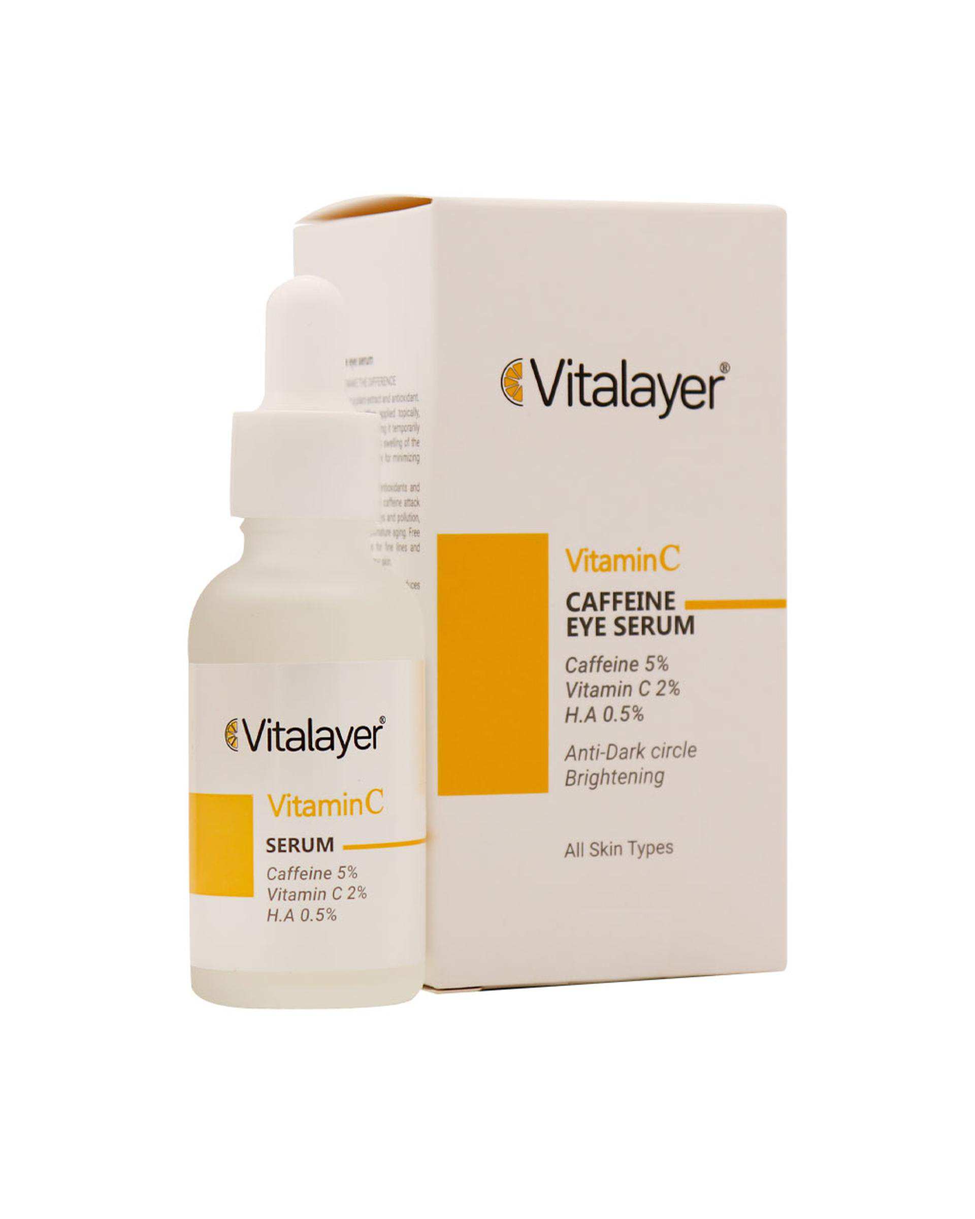 سرم دور چشم ویتالیر Vitalayer حاوی کافئین و ویتامین C حجم 30ml