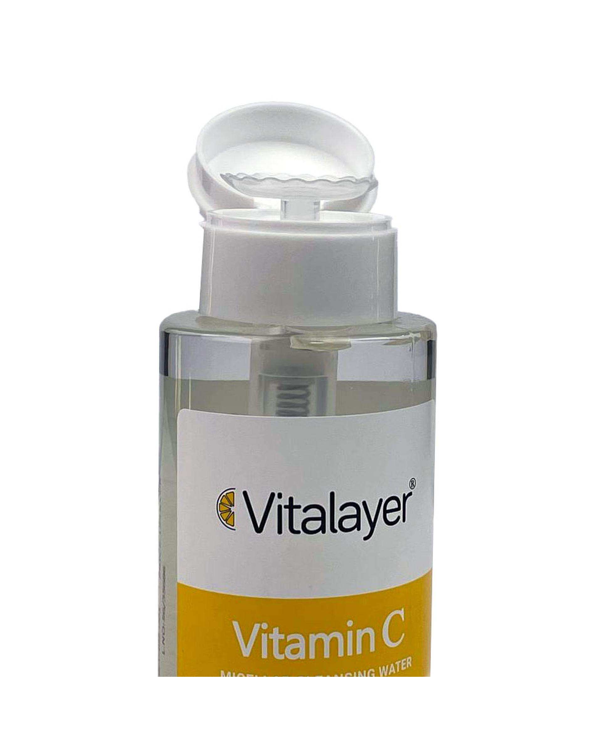 میسلار واتر پاک کننده آرایش صورت ویتالیر Vitalayer حاوی ویتامین C مناسب انواع پوست 250ml