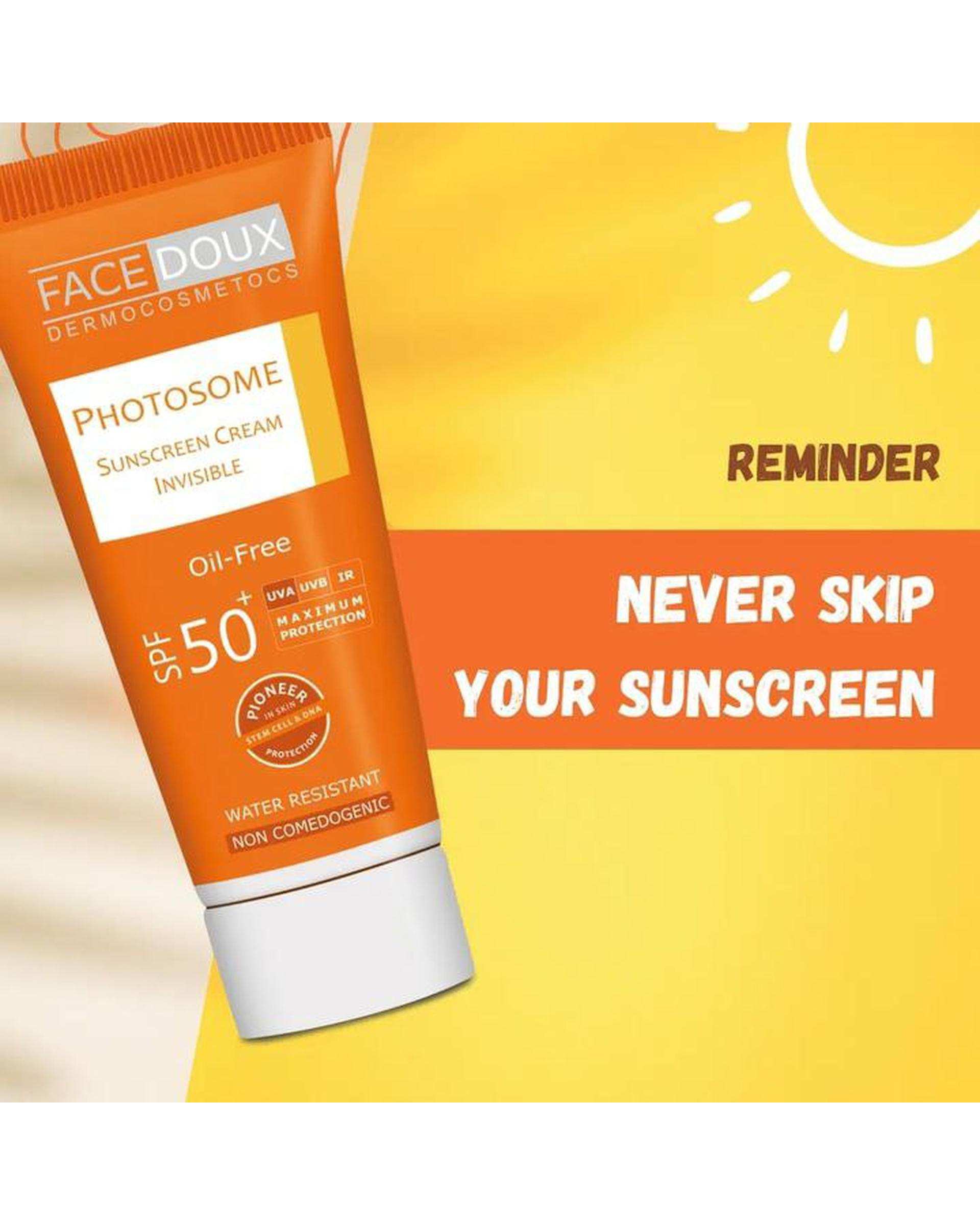 کرم ضد آفتاب بی رنگ SPF۵۰ فوتوزوم فیس دوکس Facedoux حجم ۴۰ml