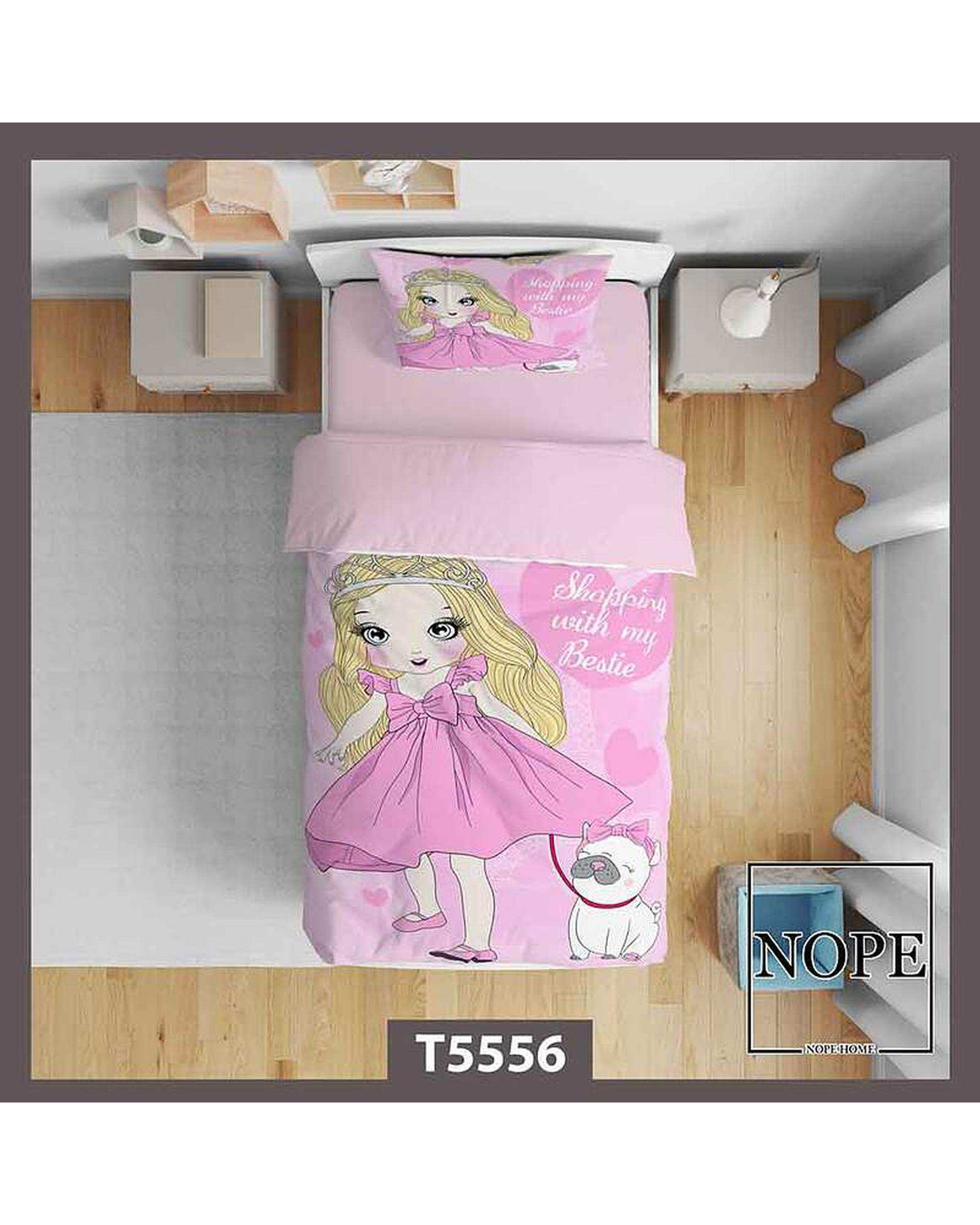 روتختی کودک یک نفره 5 تکه نوپه هوم Nopehome طرح دختر پیراهن صورتی کد T5556