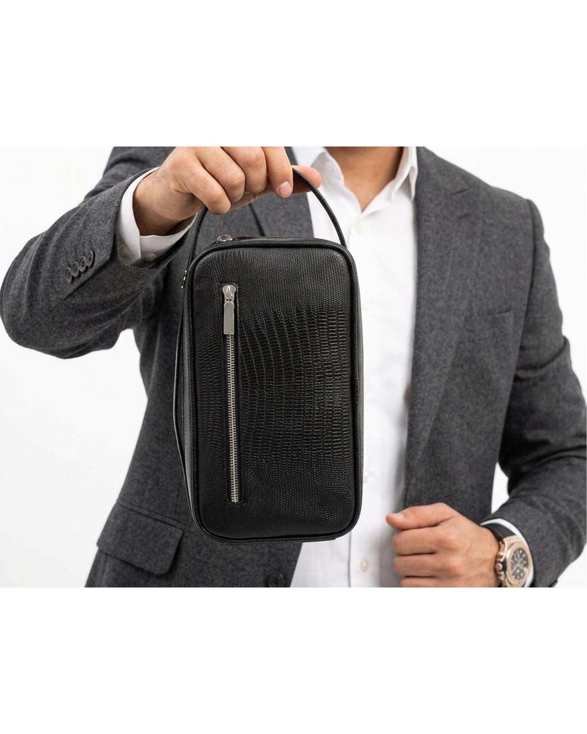 کیف چرم مردانه دستی مشکی میخچی Mikhchi Leather مدل K1008