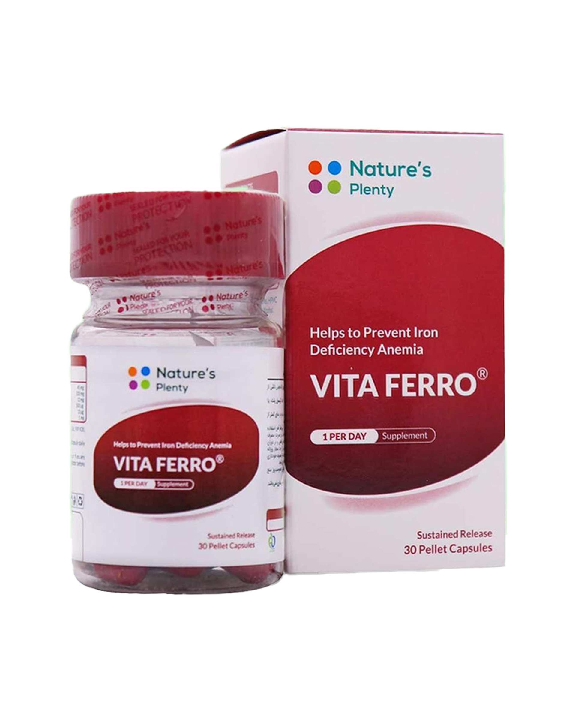 کپسول آهسته رهش ویتا فرو Vita Ferro نیچرز پلنتی Natures Plenty بسته 30 عددی