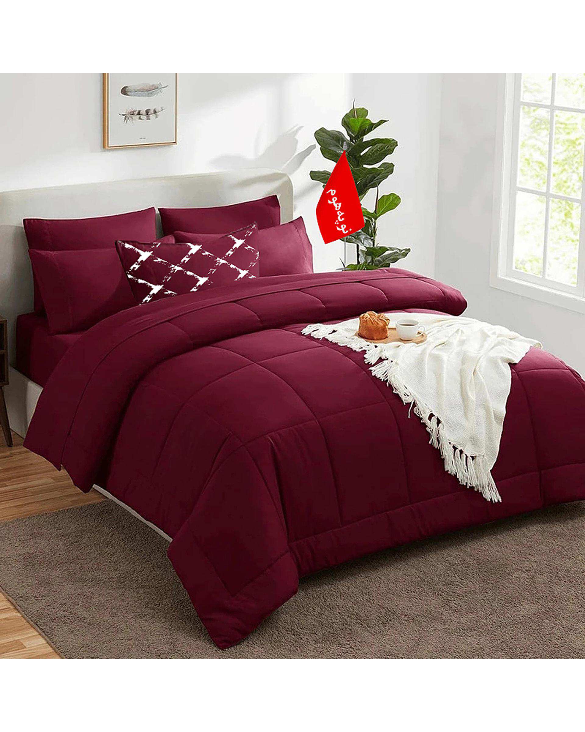 روتختی یک نفره 5 تکه مینیمال نوپه هوم Nopehome طرح مربعی زرشکی کد 032