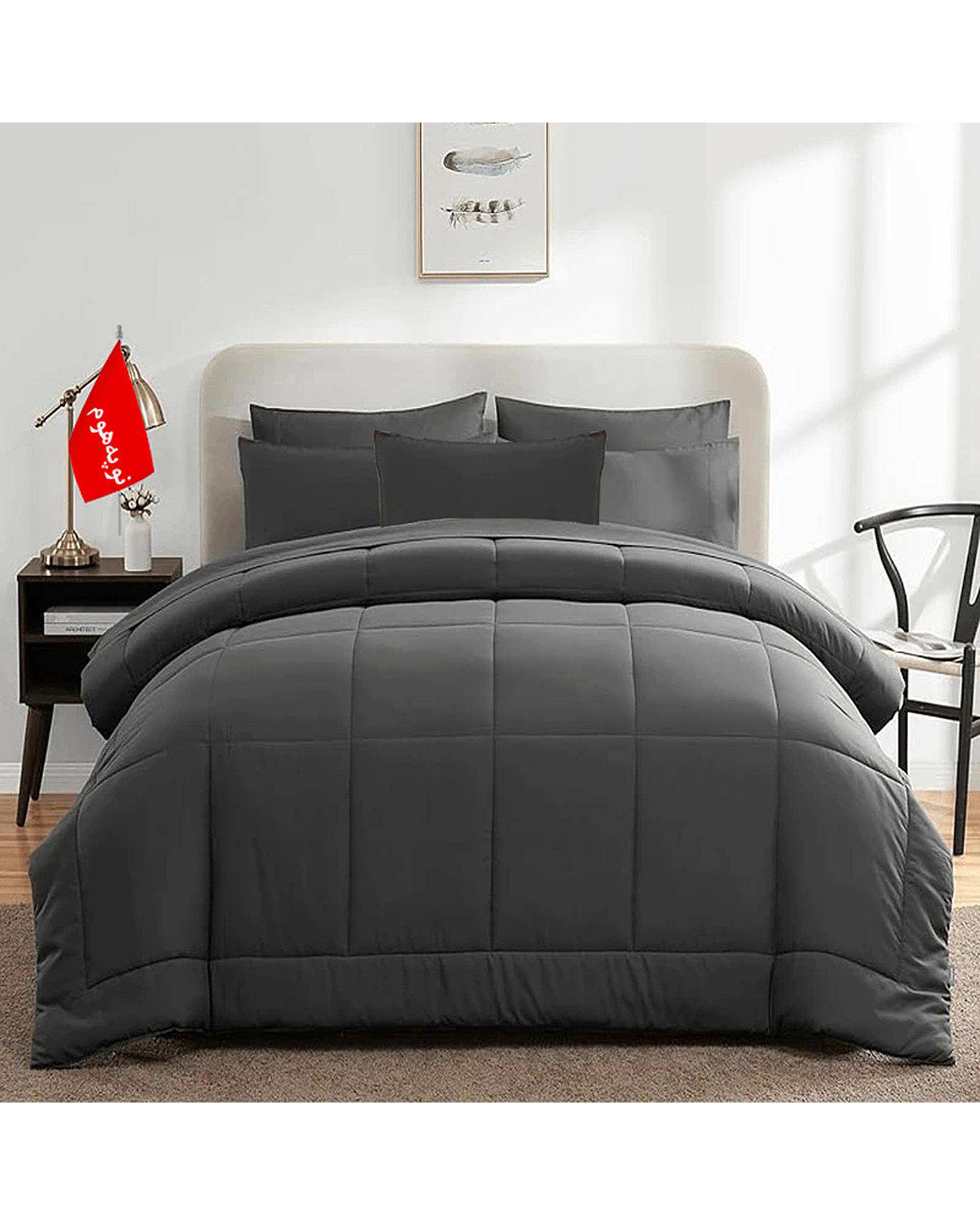 روتختی دو نفره 6 تکه مینیمال نوپه هوم Nopehome طرح مربعی طوسی تیره کد 045