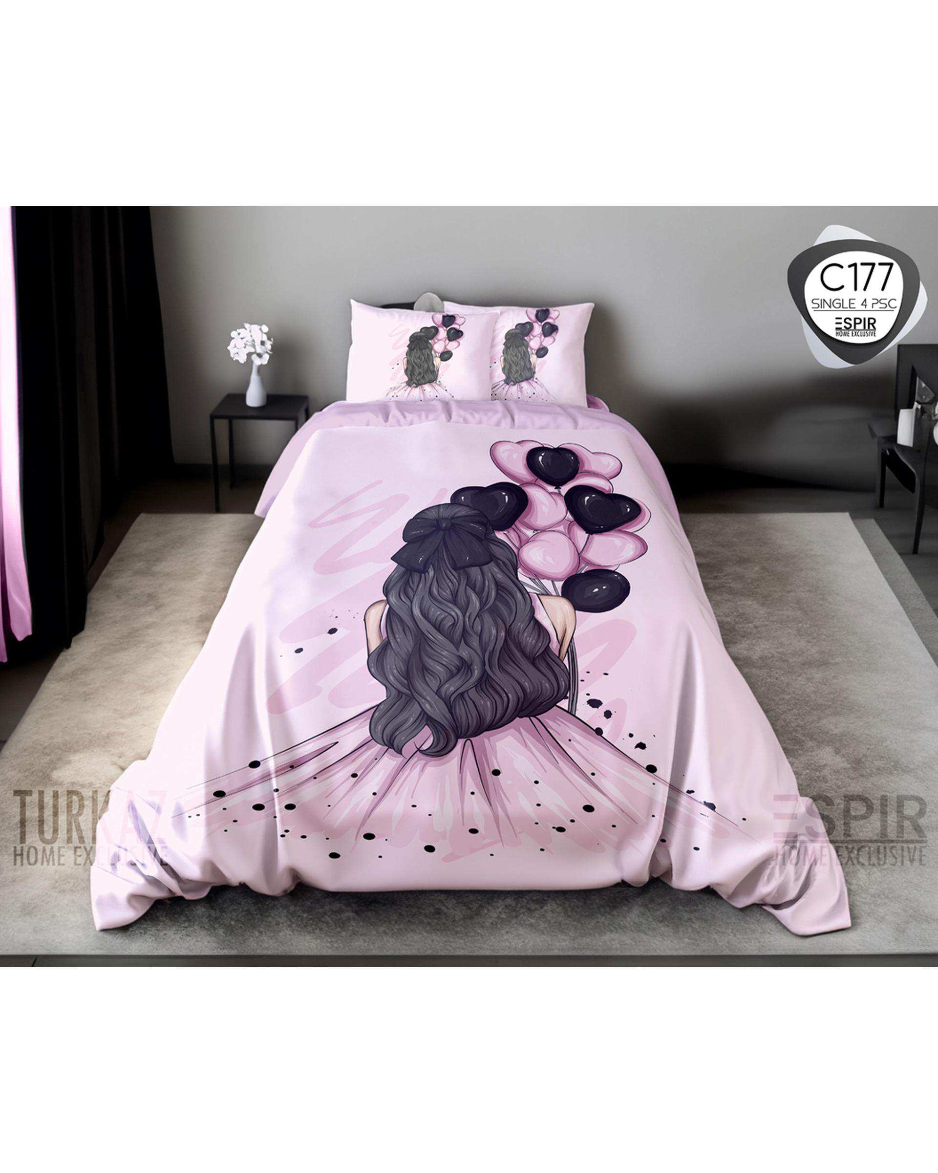 سرویس لحاف روتختی تک نفره 4 تکه میکرو تنسل گیاهی TURKAZ مدل C177