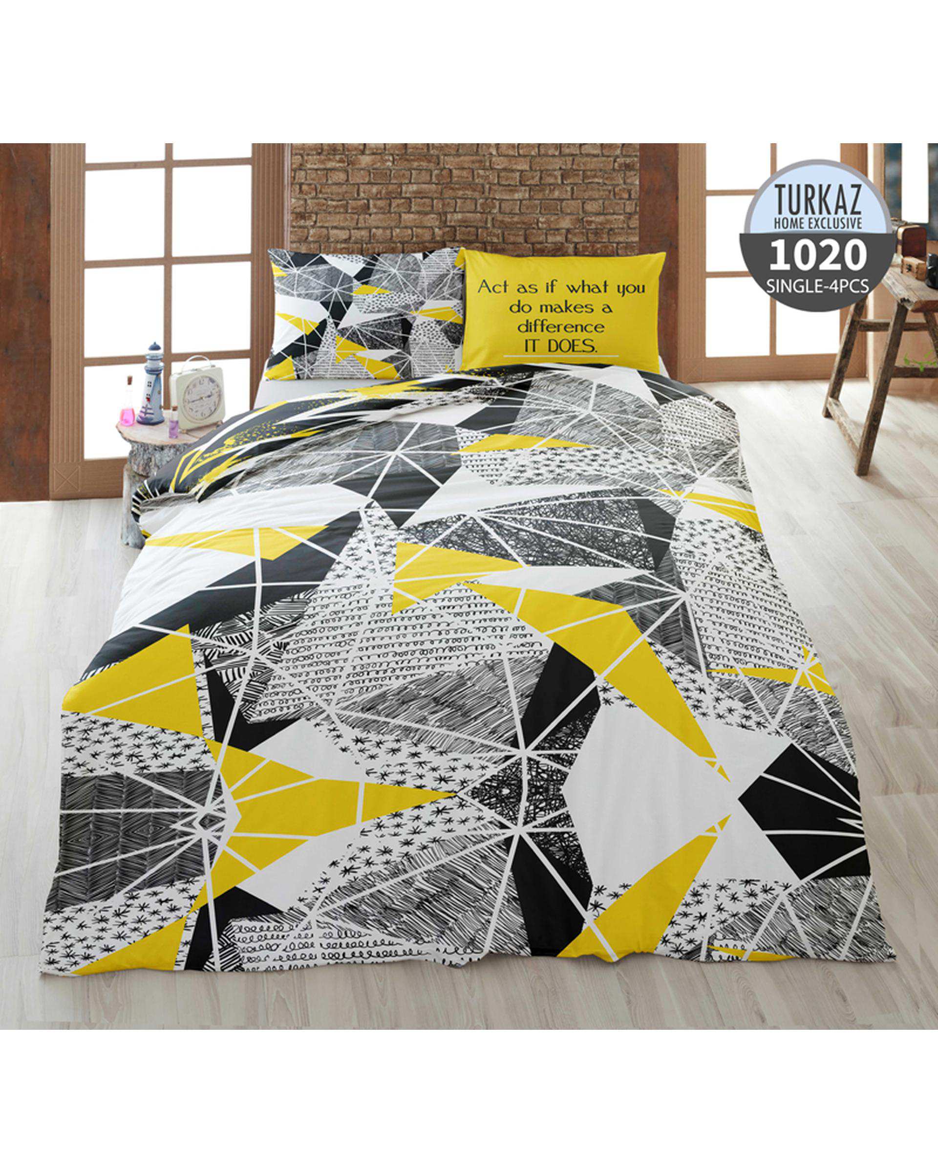 سرویس لحاف روتختی تک نفره 4 تکه دو رو میکرو تنسل گیاهی TURKAZ مدل 1020