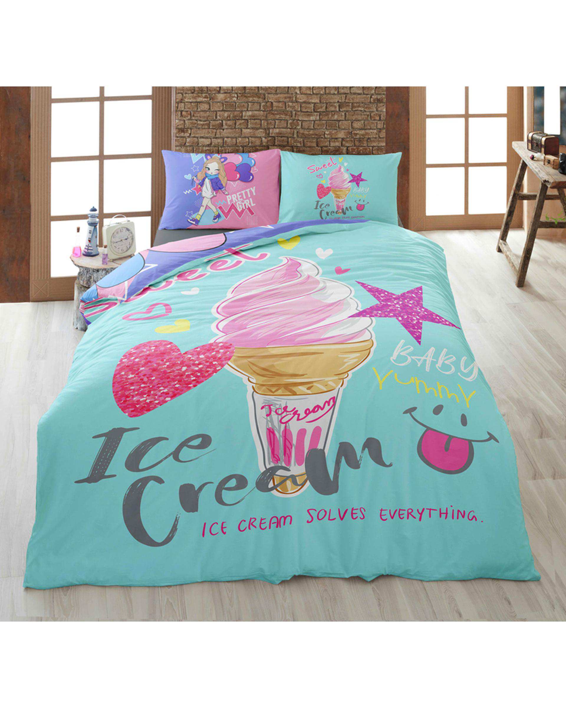 سرویس لحاف روتختی تک نفره 4 تکه دو رو میکرو تنسل گیاهی TURKAZ مدل 1079