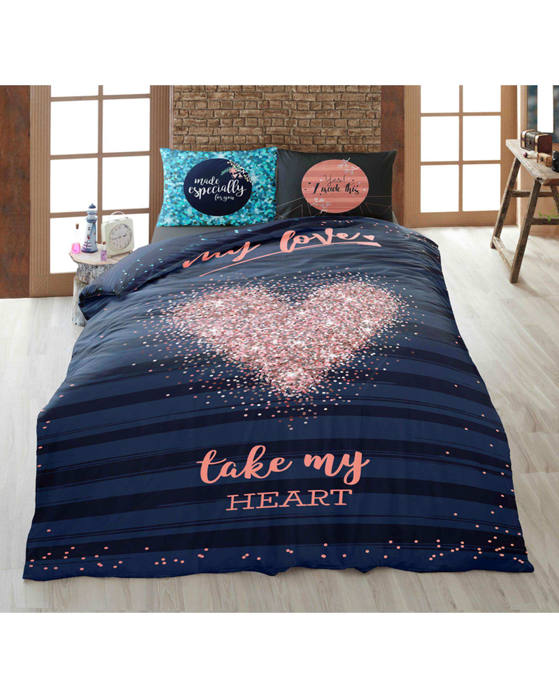 سرویس لحاف روتختی تک نفره 4 تکه دو رو میکرو تنسل گیاهی TURKAZ مدل 1109