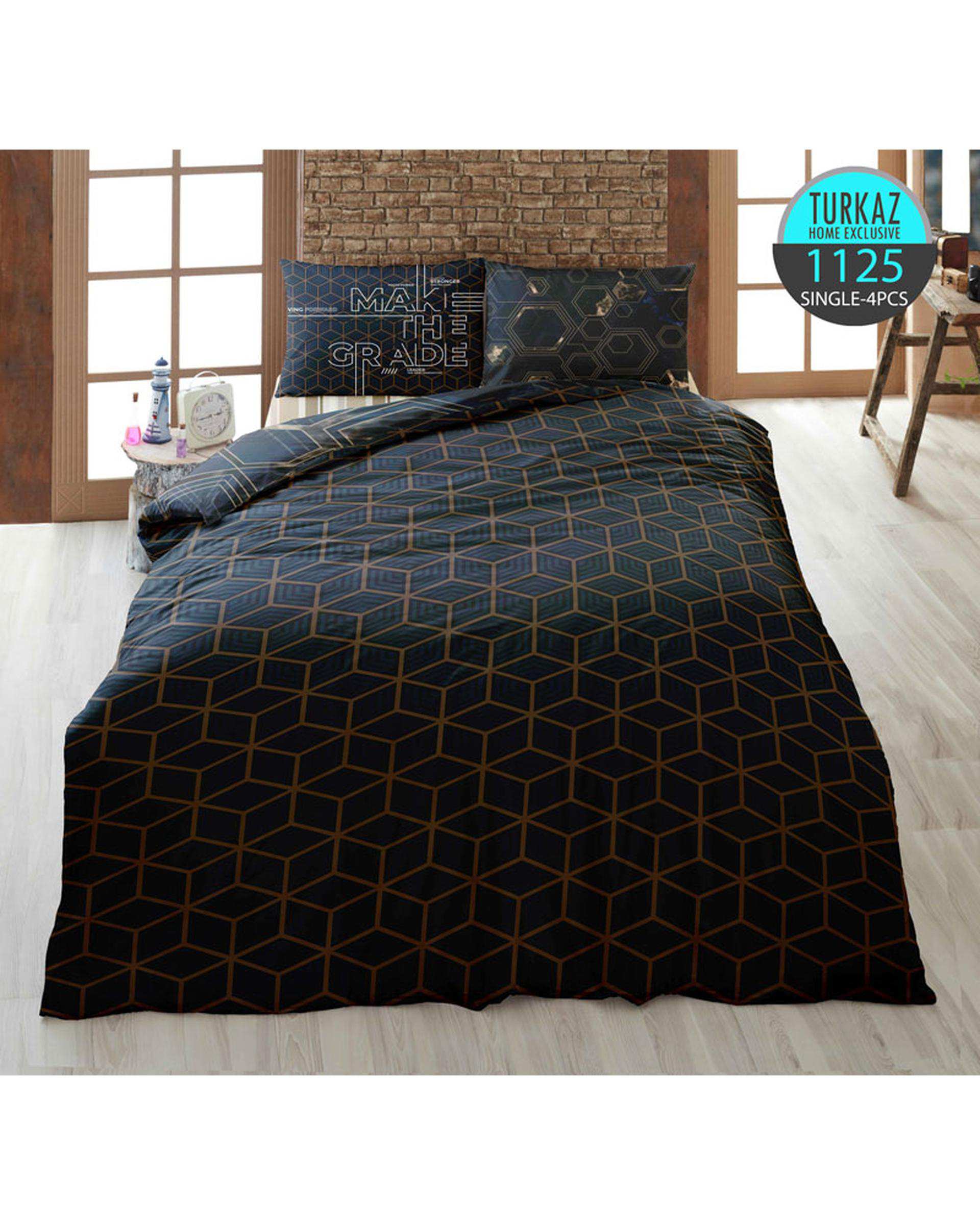 سرویس لحاف روتختی تک نفره 4 تکه دو رو میکرو تنسل گیاهی TURKAZ مدل 1125