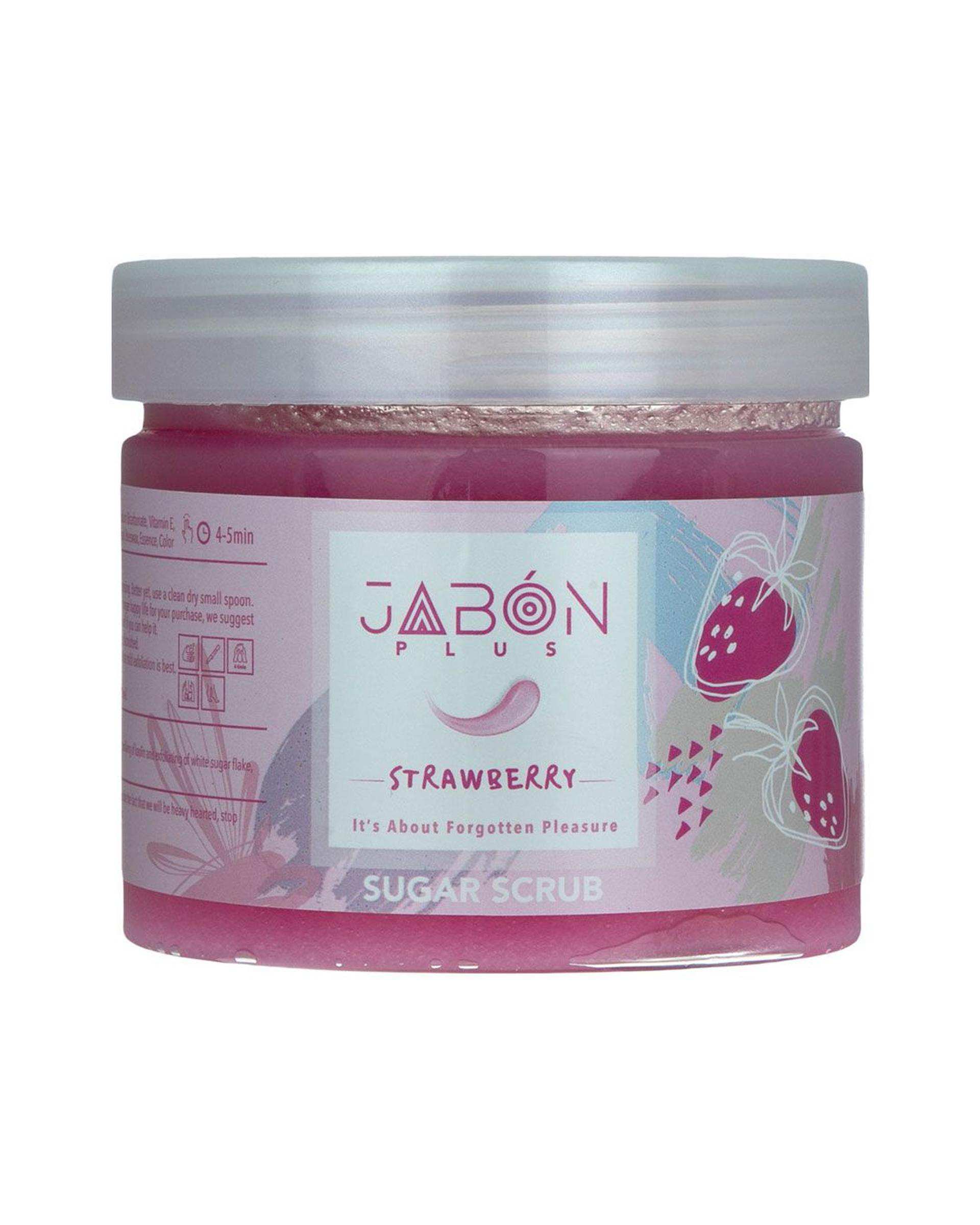 لایه بردار شکری پوست دست و بدن ژبن پلاس Jabon Plus رایحه توت فرنگی 450 گرم