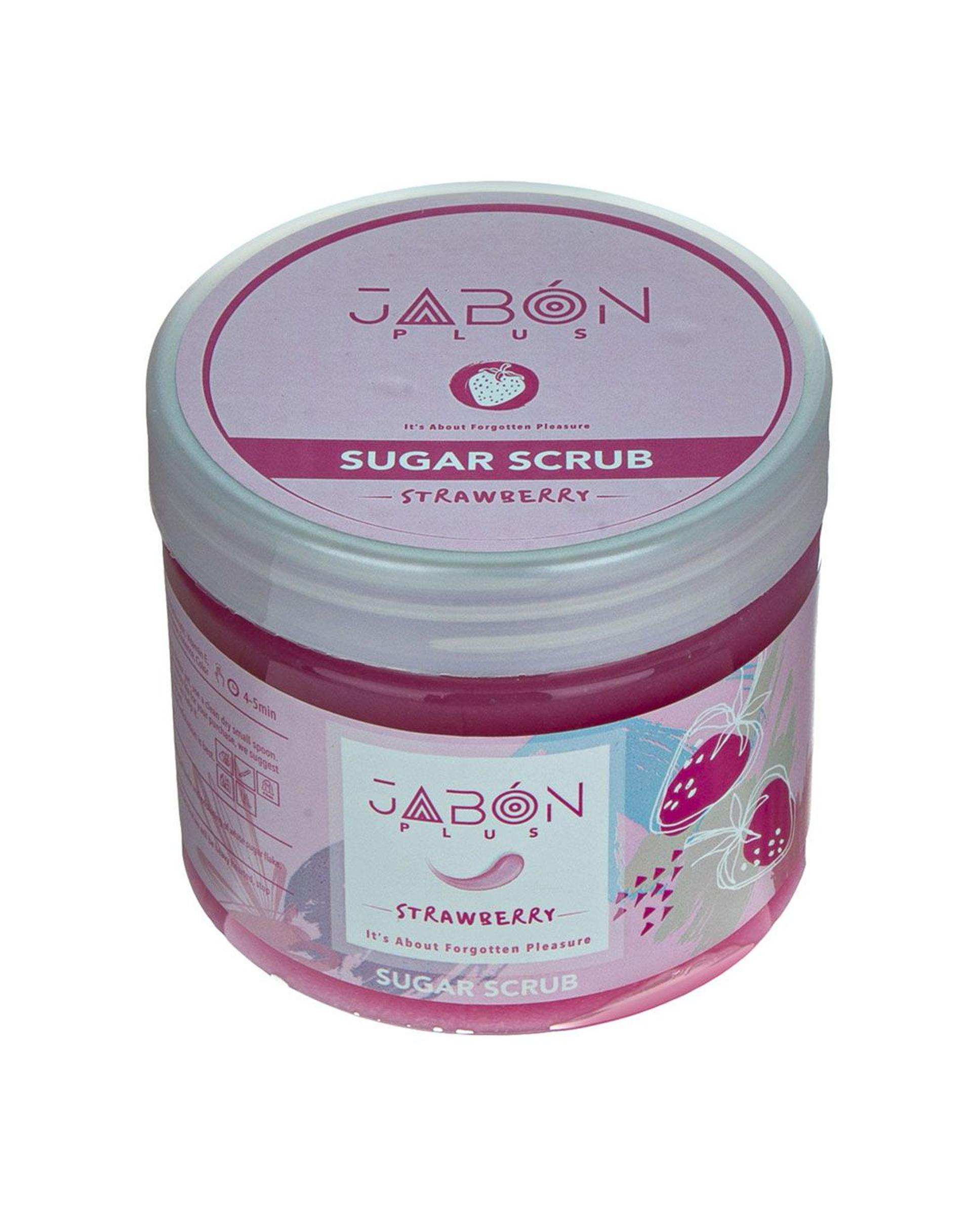 لایه بردار شکری پوست دست و بدن ژبن پلاس Jabon Plus رایحه توت فرنگی 450 گرم