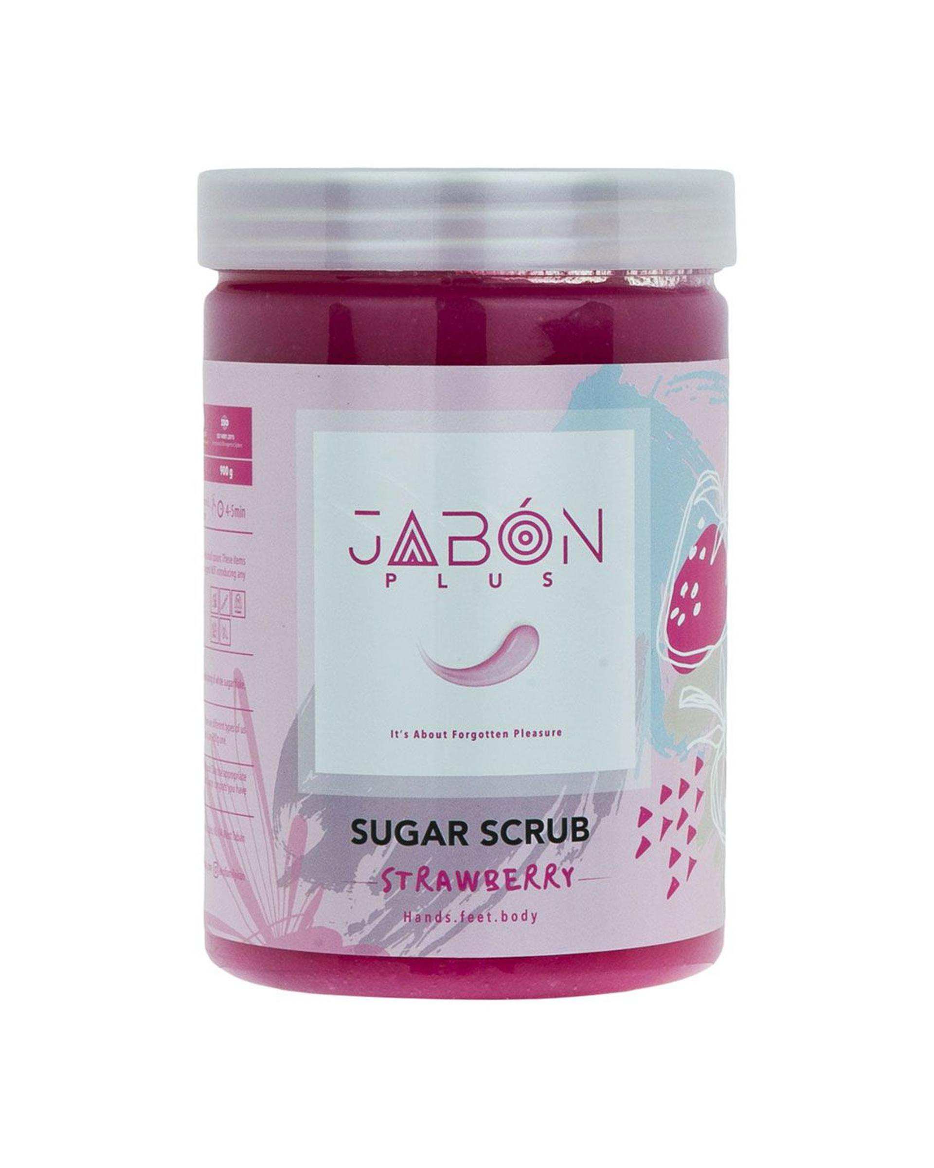 لایه بردار شکری پوست دست و بدن ژبن پلاس Jabon Plus رایحه توت فرنگی 900 گرم