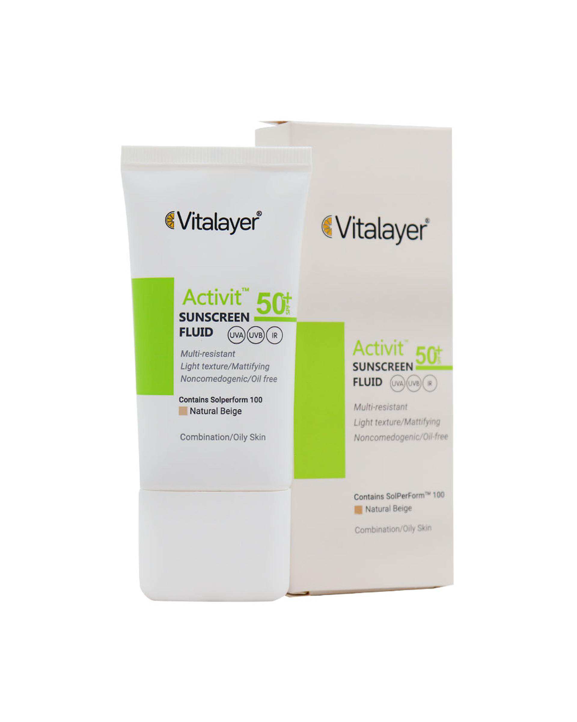 فلوئید ضد آفتاب SPF50 ویتالیر Vitalayer سری اکتی ویت