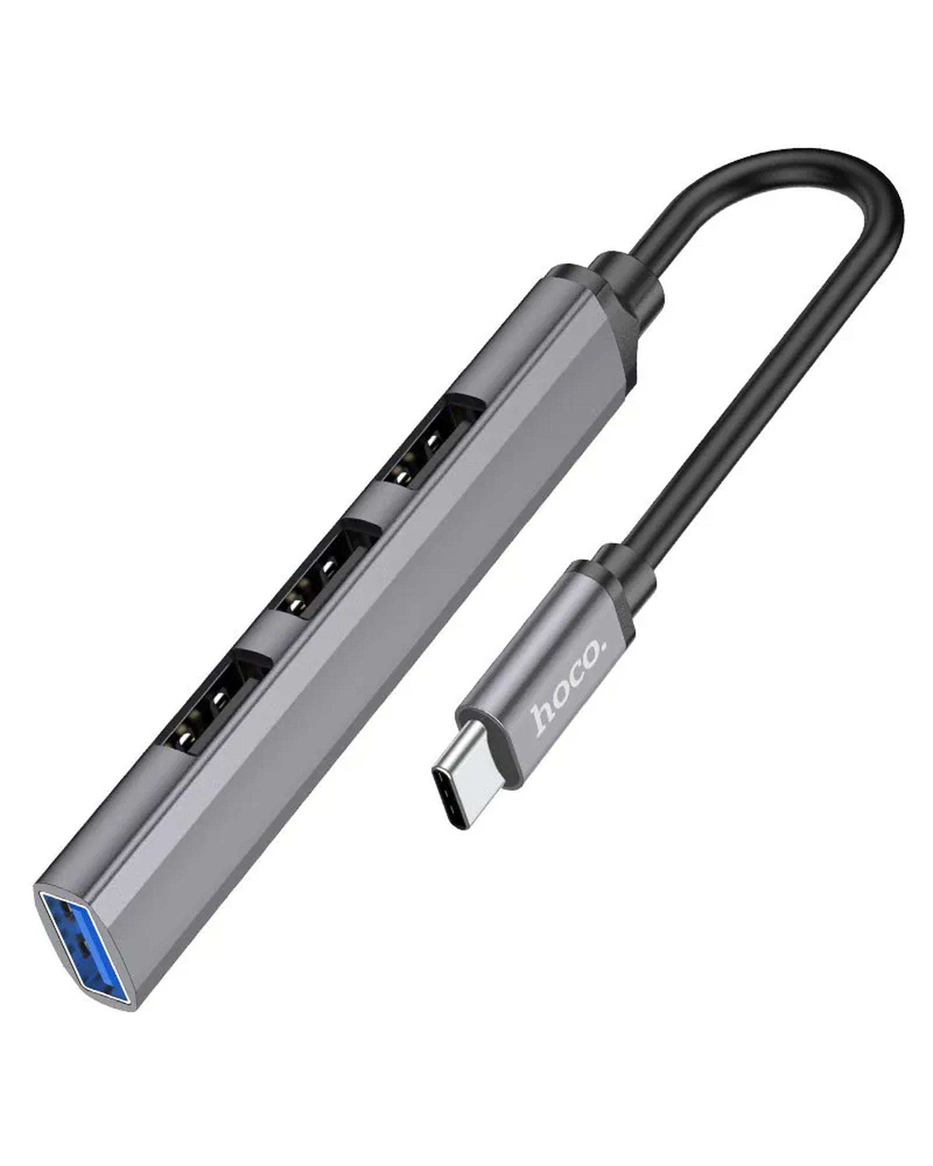 هاب 4 پورت USB-C خاکستری هوکو HOCO مدل HB26 4IN1