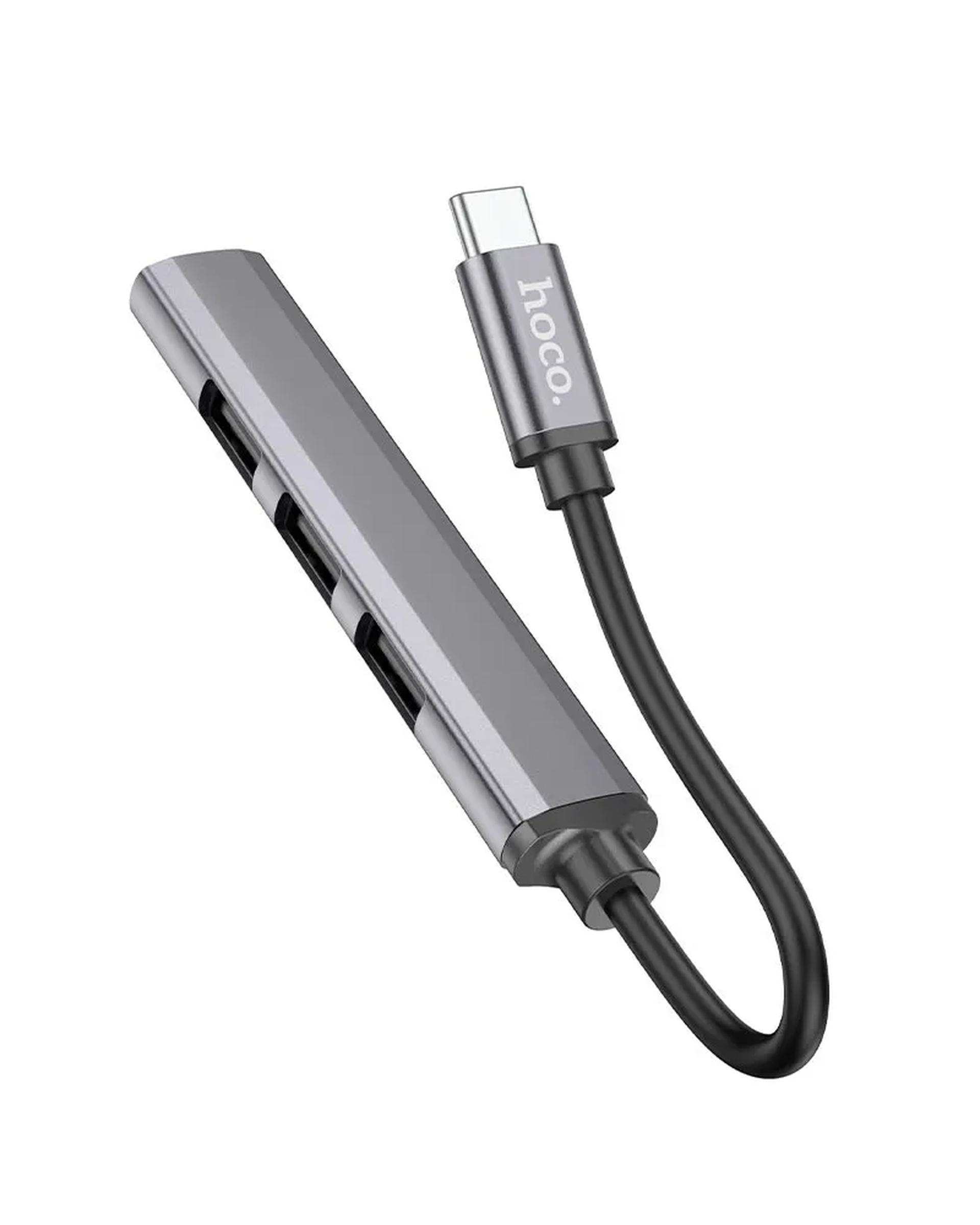 هاب 4 پورت USB-C خاکستری هوکو HOCO مدل HB26 4IN1