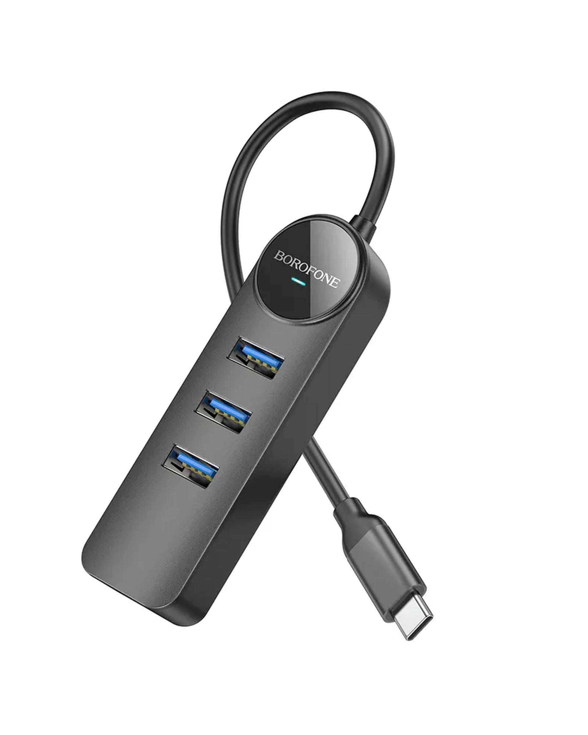 هاب 4 پورت USB-C بروفون Borofone مدل DH5 4IN1 طول 20CM با USB3