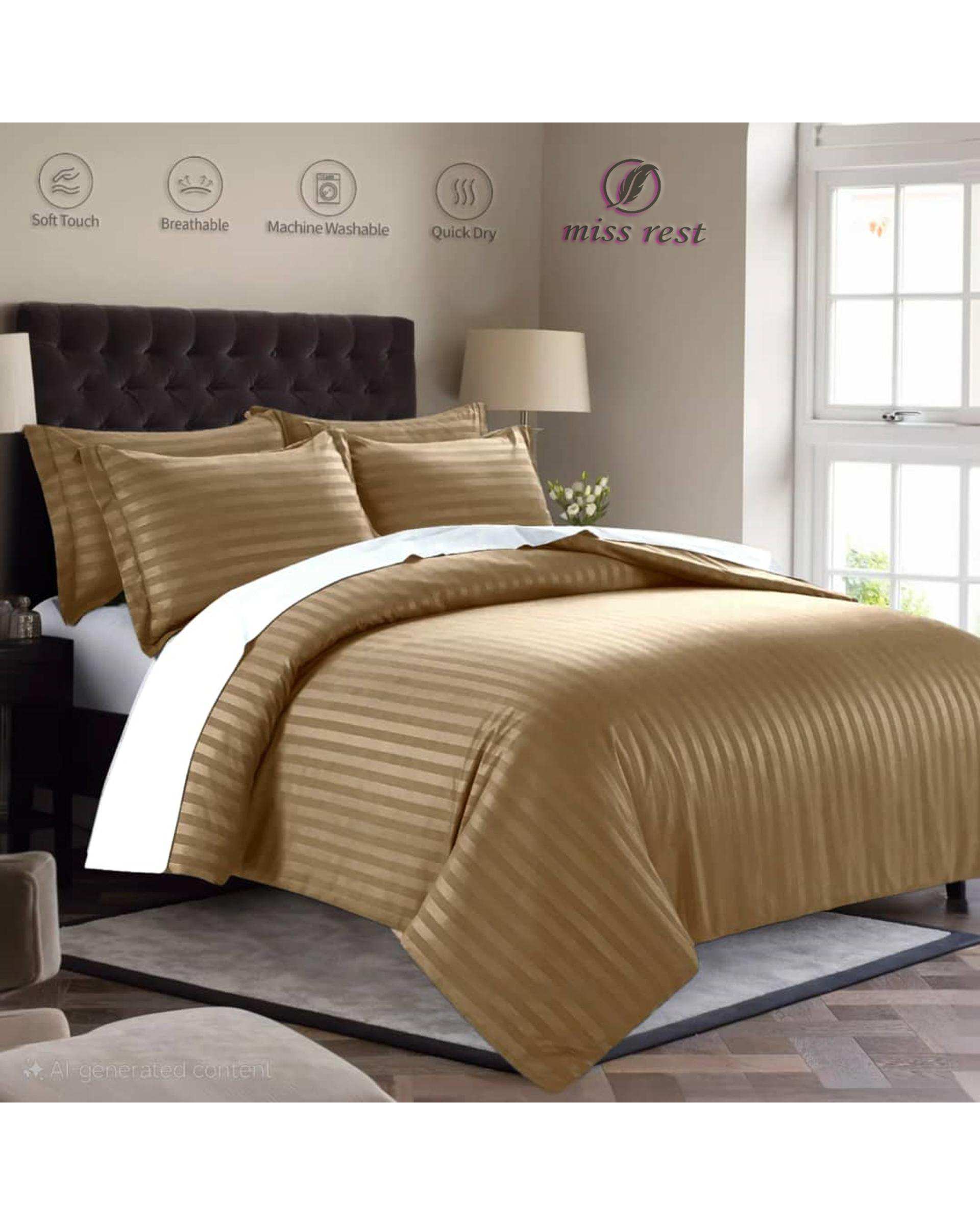 سرویس لحاف روتختی دو نفره 8 تکه عرض 140 دو رویه شکلاتی ای اس اف ASF مدل هتلی