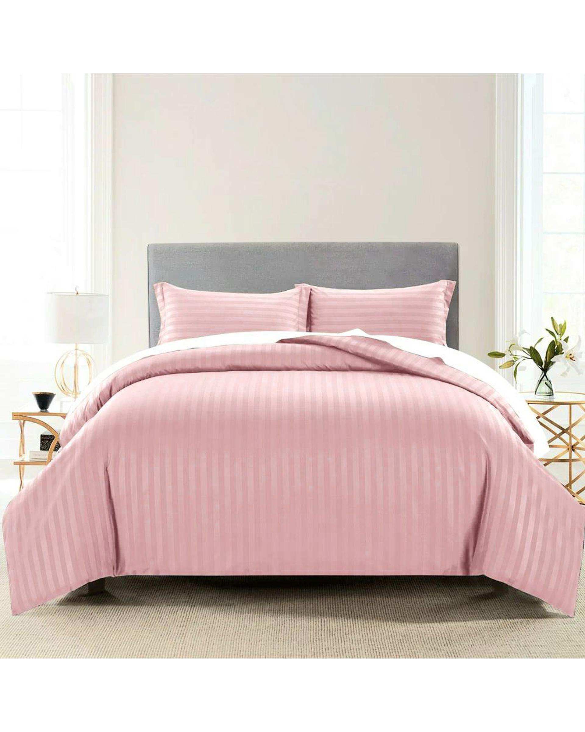 سرویس لحاف روتختی دو نفره 8 تکه عرض 160 دو رویه صورتی ای اس اف ASF مدل هتلی