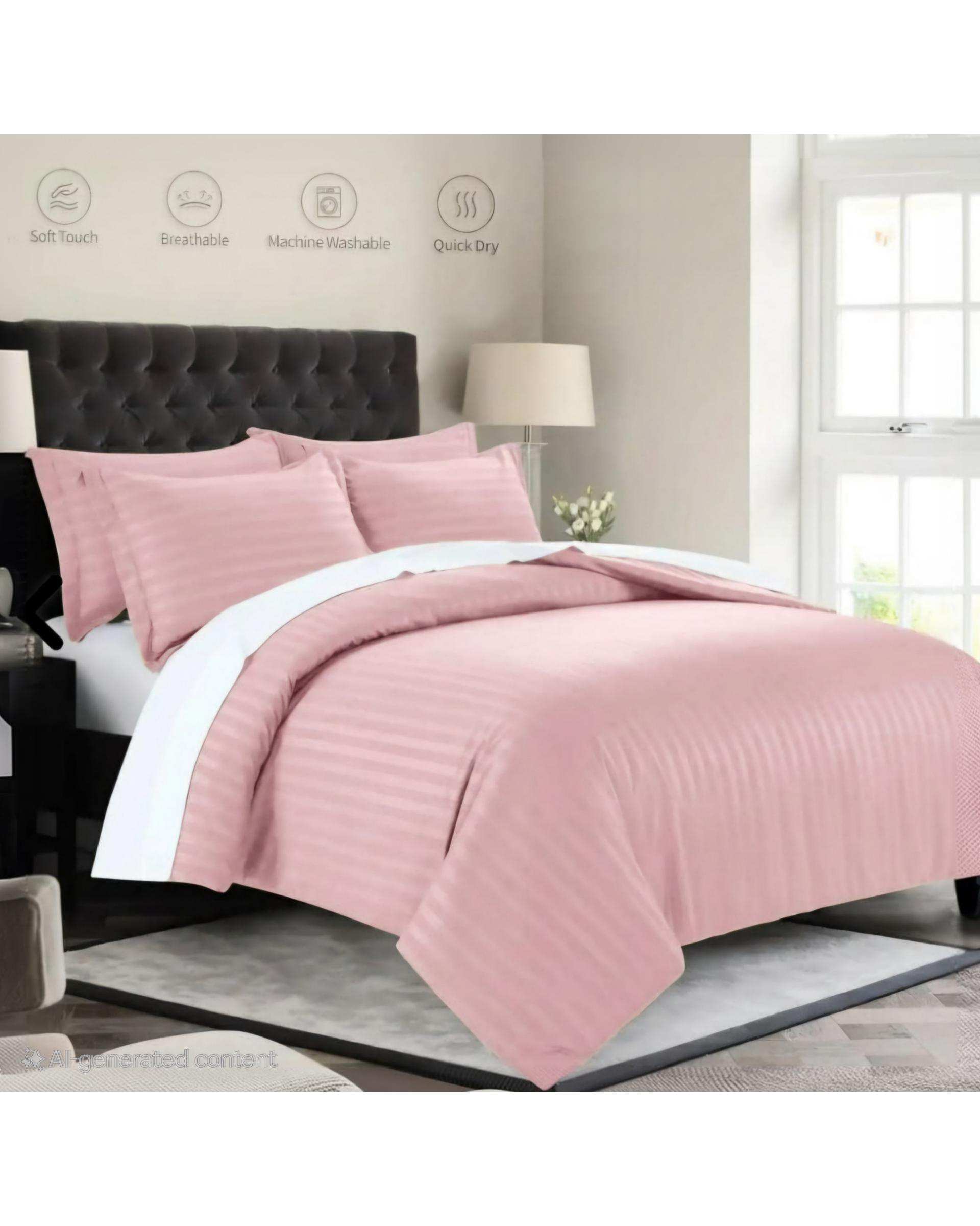 سرویس لحاف روتختی دو نفره 8 تکه عرض 160 دو رویه صورتی ای اس اف ASF مدل هتلی