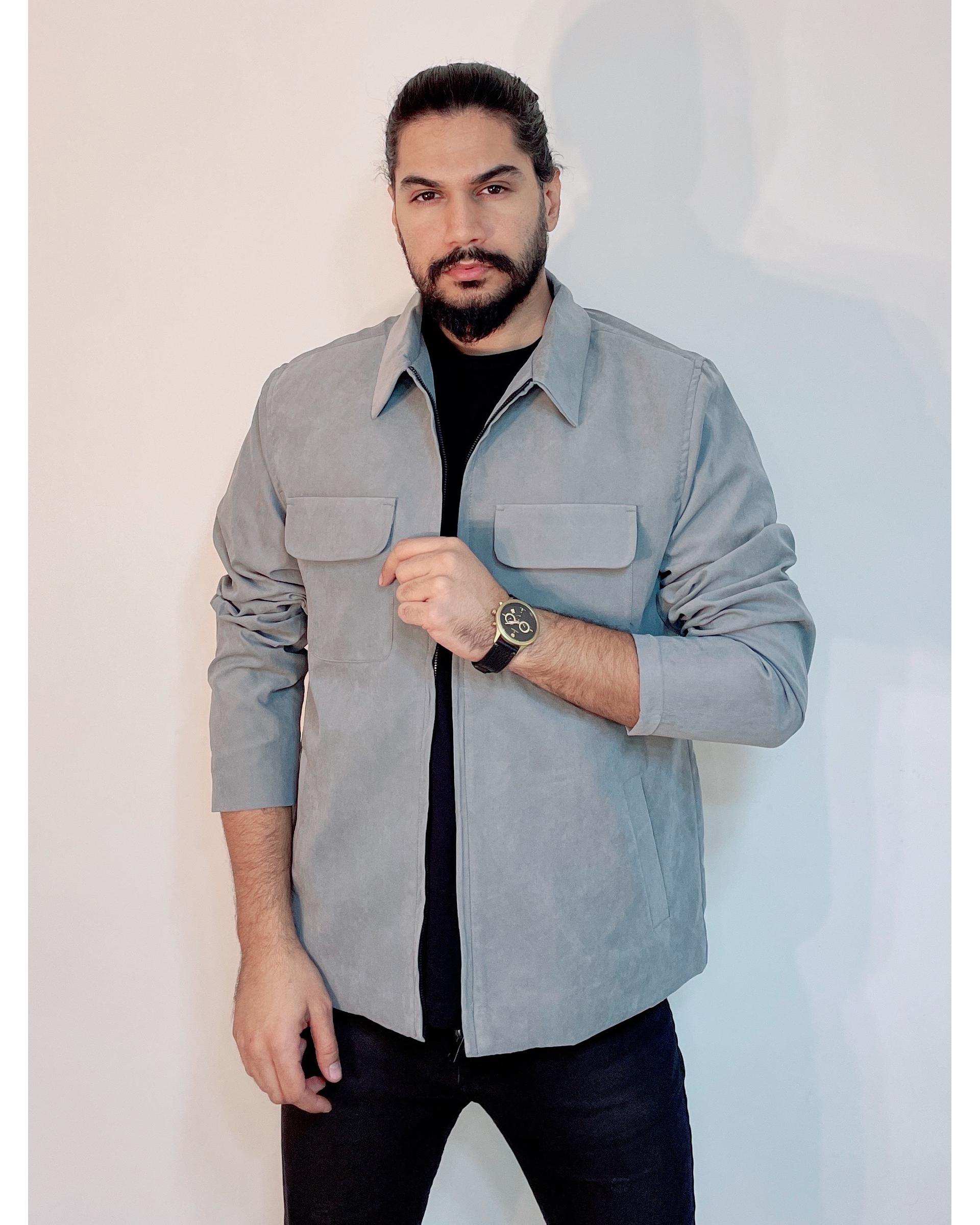 شکت مردانه دو جیب طوسی دیورسو Diverso مدل 4606