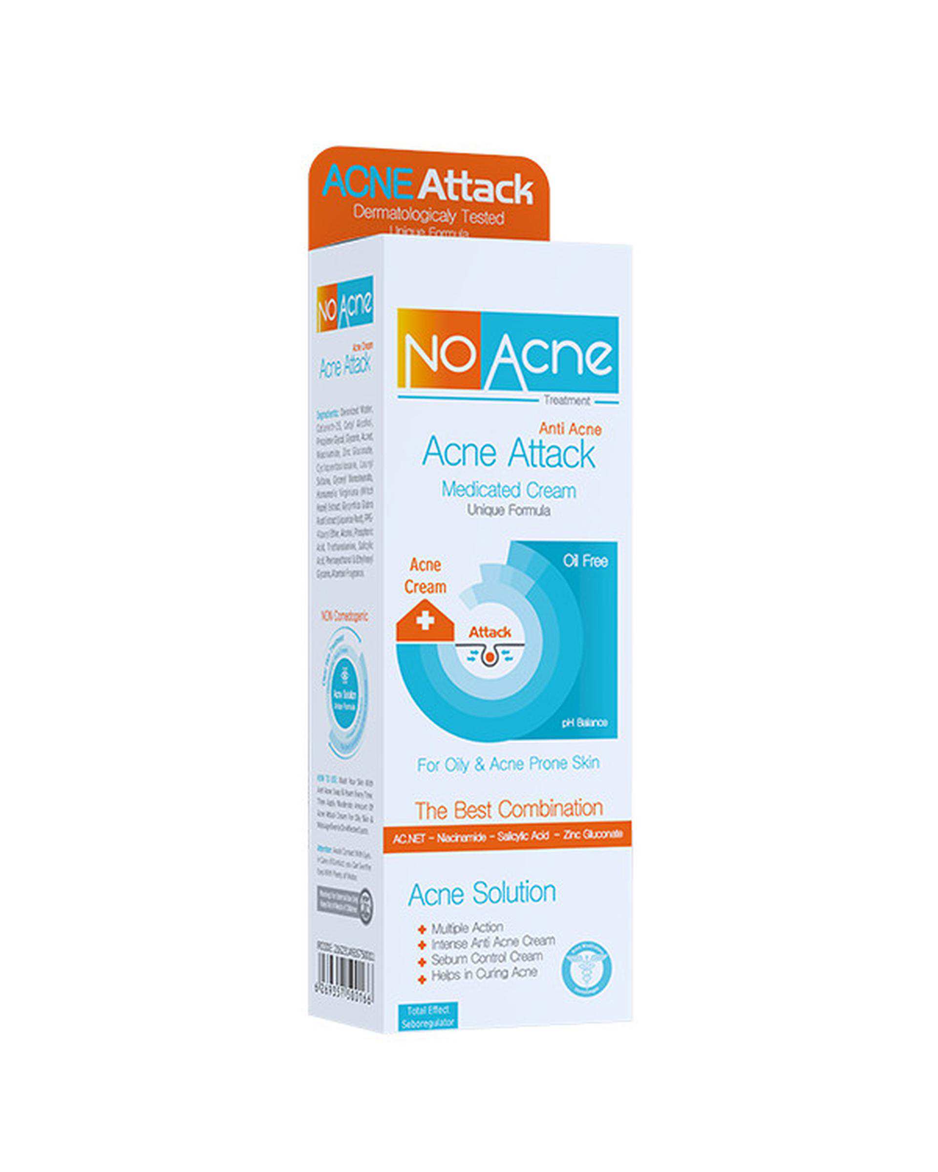 کرم ضد جوش نو آکنه No Acne مدل Acne Attack مناسب پوست دارای جوش 50ml