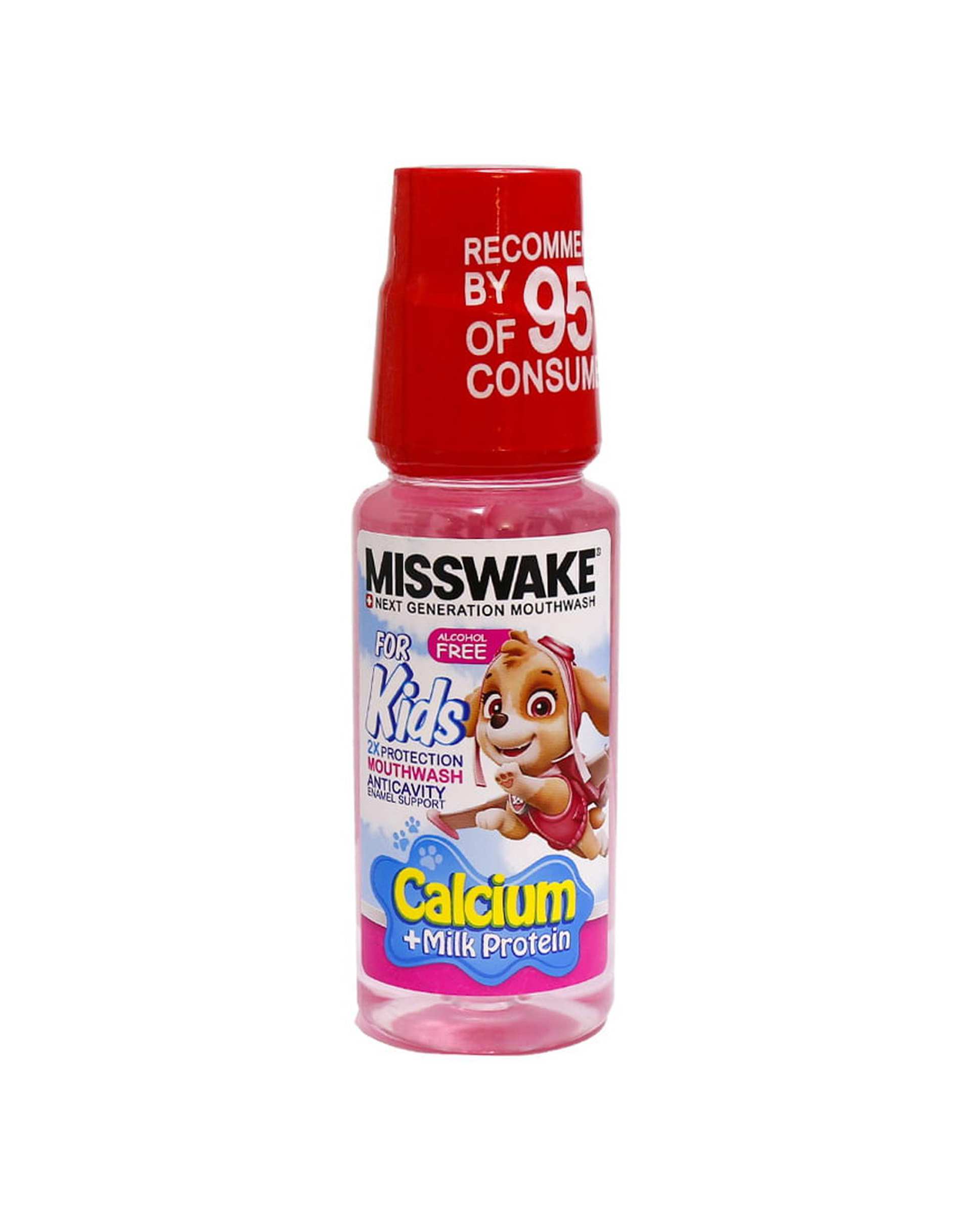 دهانشویه کودکان حاوی کلسیم و پروتئین شیر میسویک Misswake مدل Calcium And Milk Protein حجم 200ml