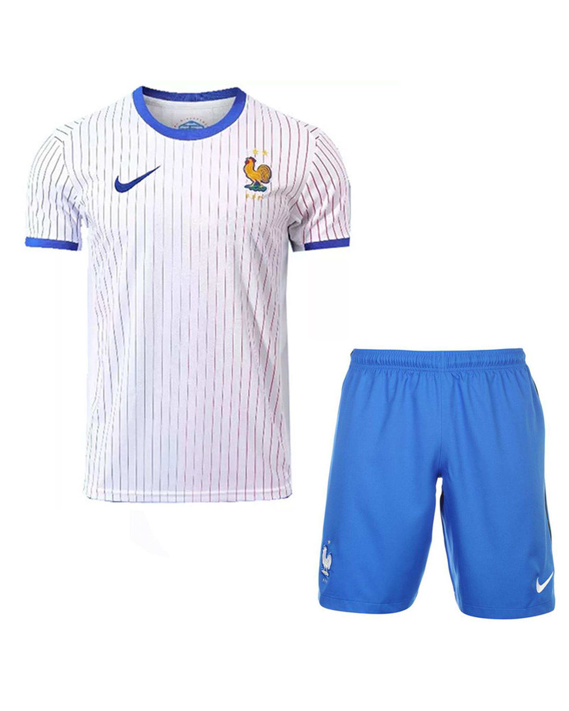 ست تی شرت و شلوارک ورزشی مردانه مدل فرانسه Away 2024