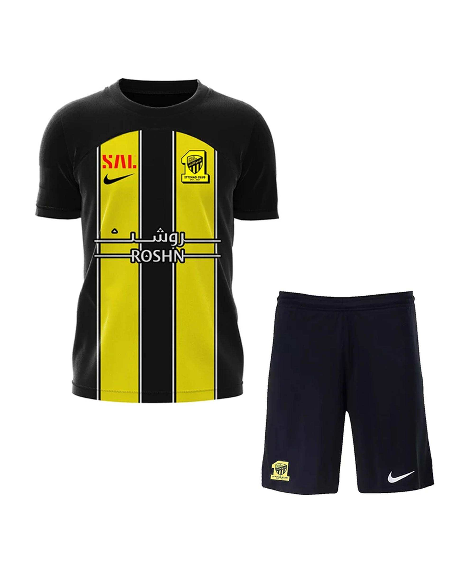 ست تی شرت و شلوارک ورزشی مردانه مدل الاتحاد عربستان Home 2024