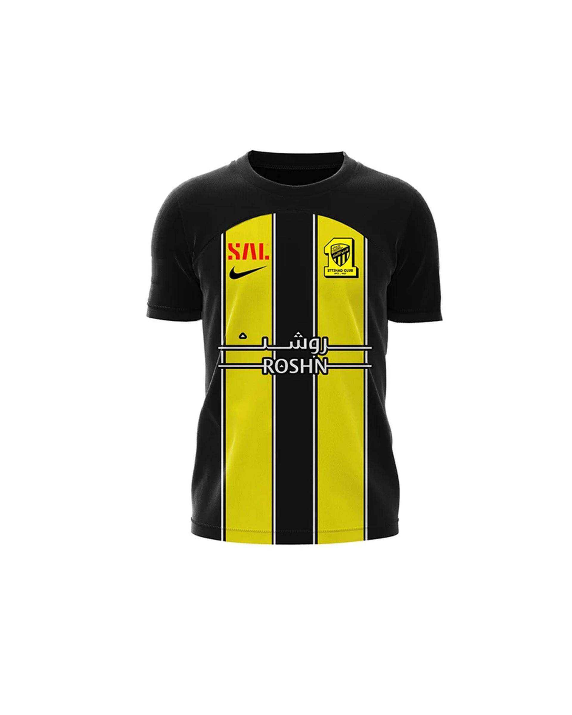 ست تی شرت و شلوارک ورزشی مردانه مدل الاتحاد عربستان Home 2024