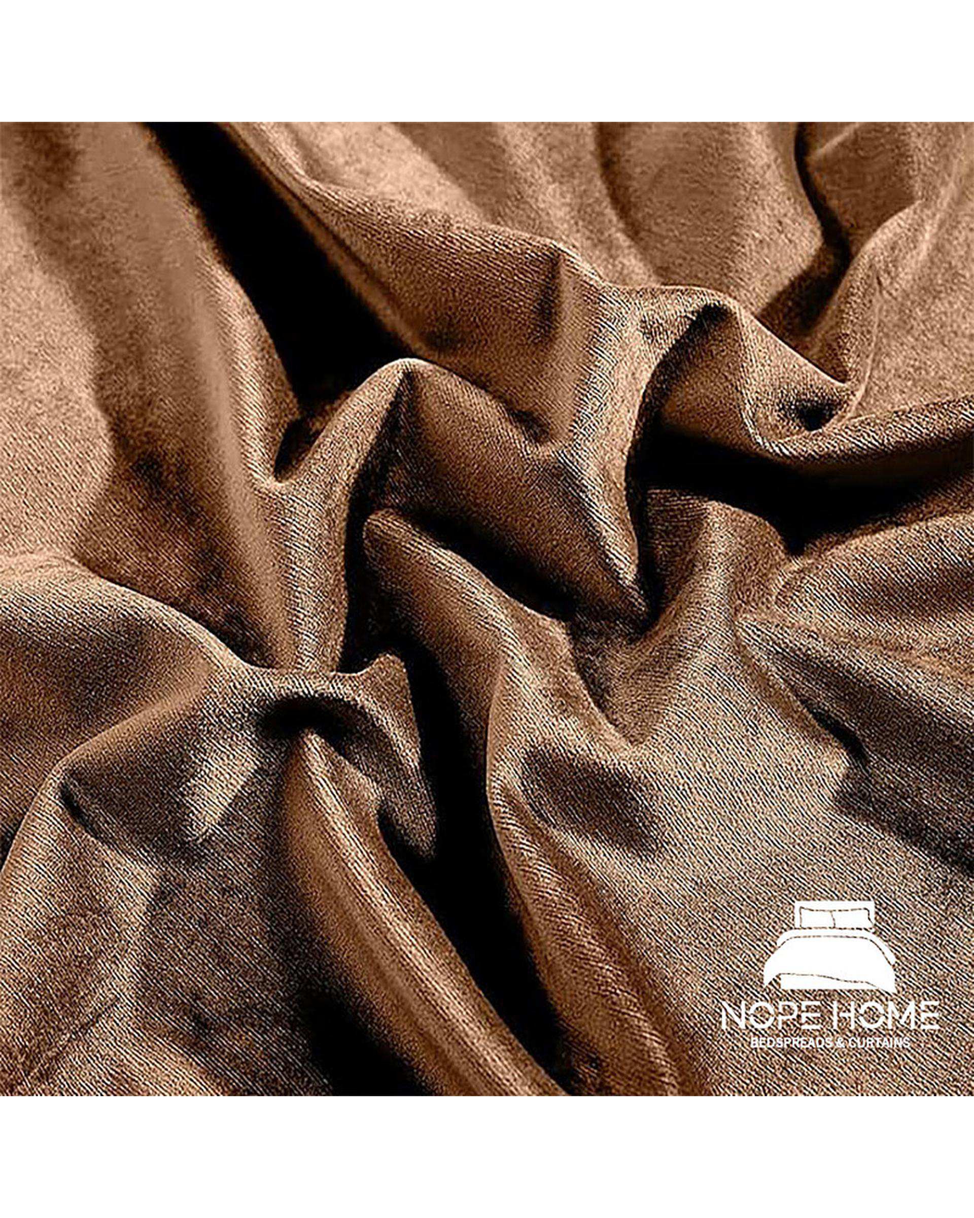 پرده آماده مخمل نوپه هوم Nopehome مدل پانچی نسکافه ای P17 سایز 140x280 سانتی متر